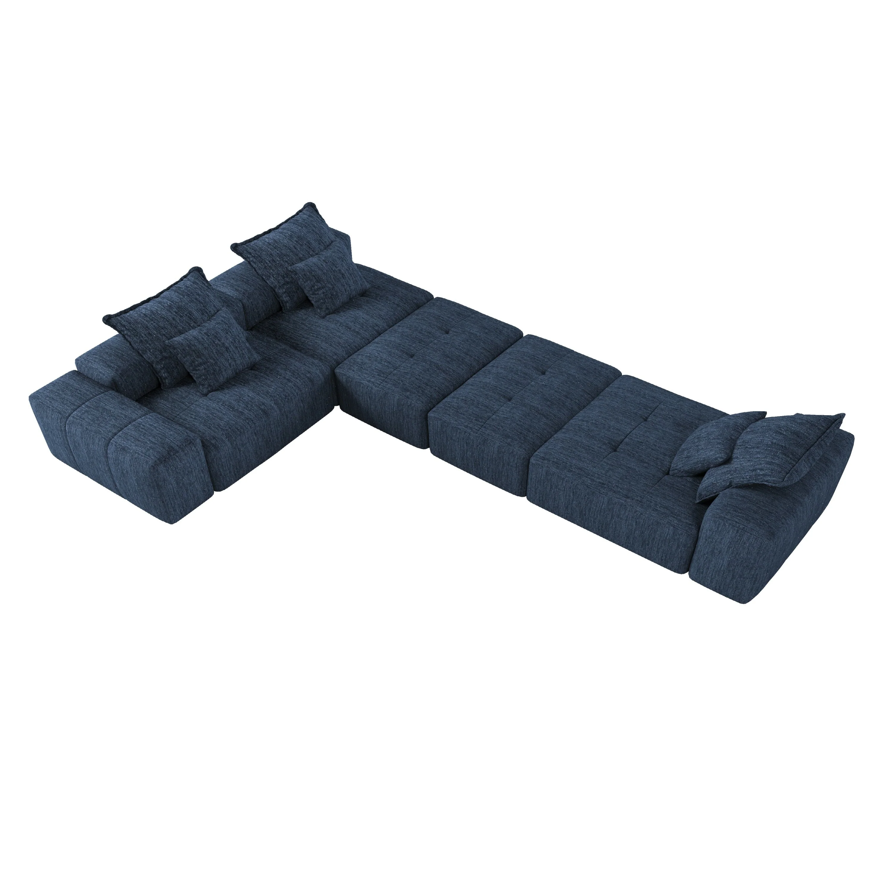 Modern Oversized Modular Sectional Sofa with 6 Pillows, Blue - Image 15