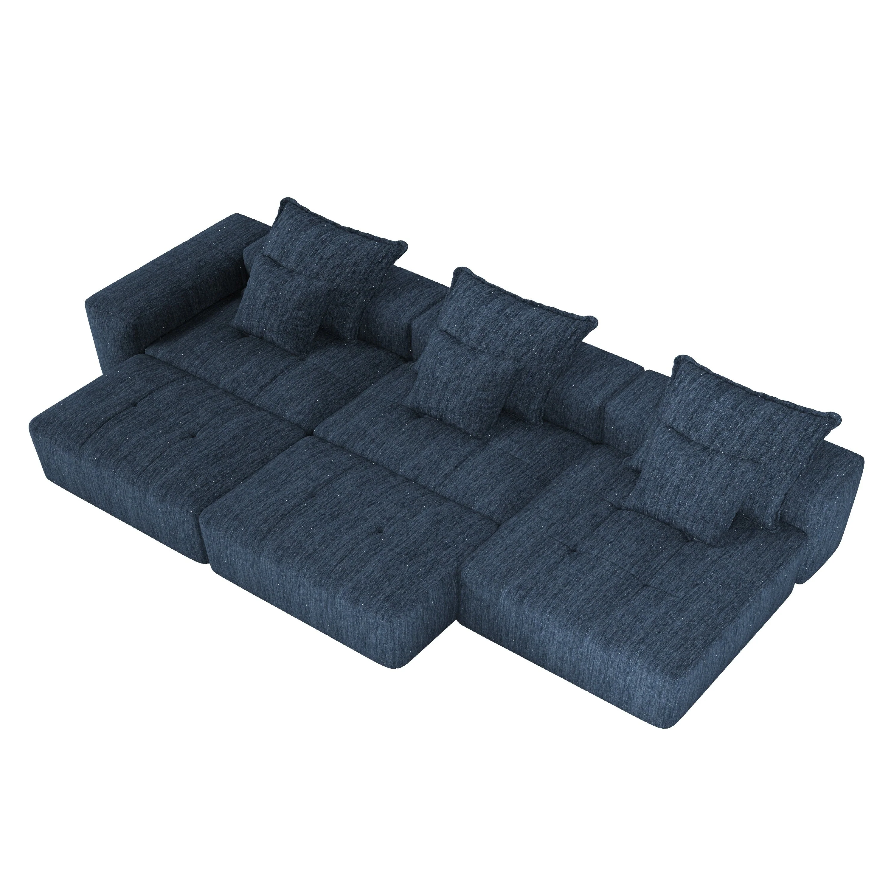 Modern Oversized Modular Sectional Sofa with 6 Pillows, Blue - Image 17