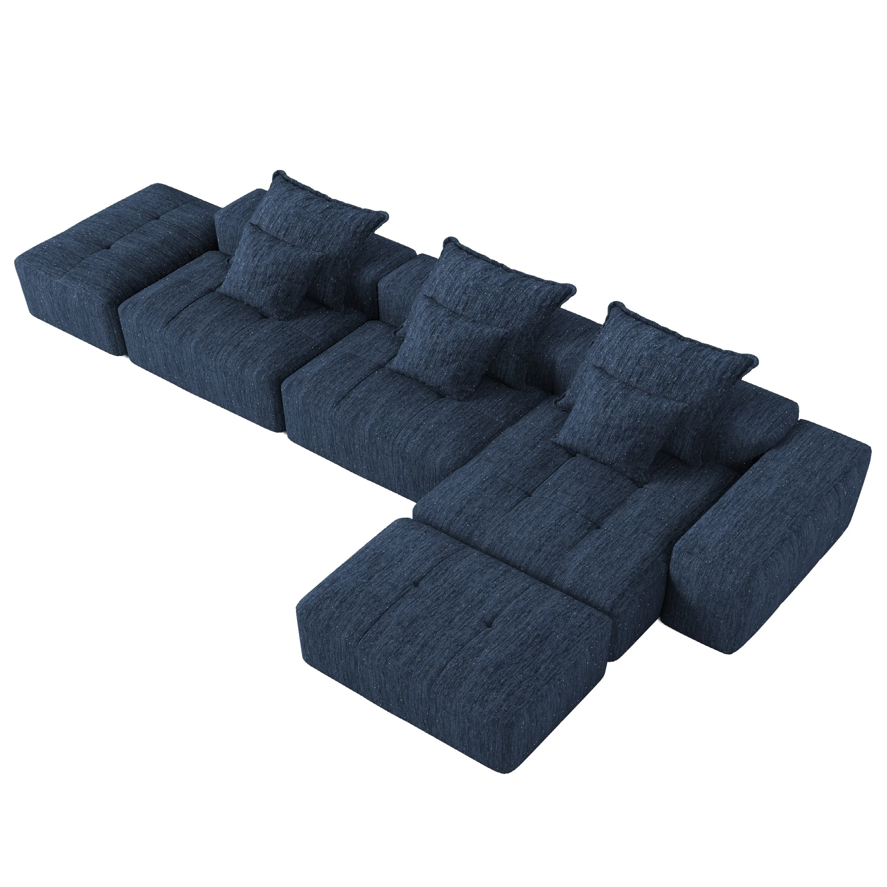 Modern Oversized Modular Sectional Sofa with 6 Pillows, Blue - Image 2