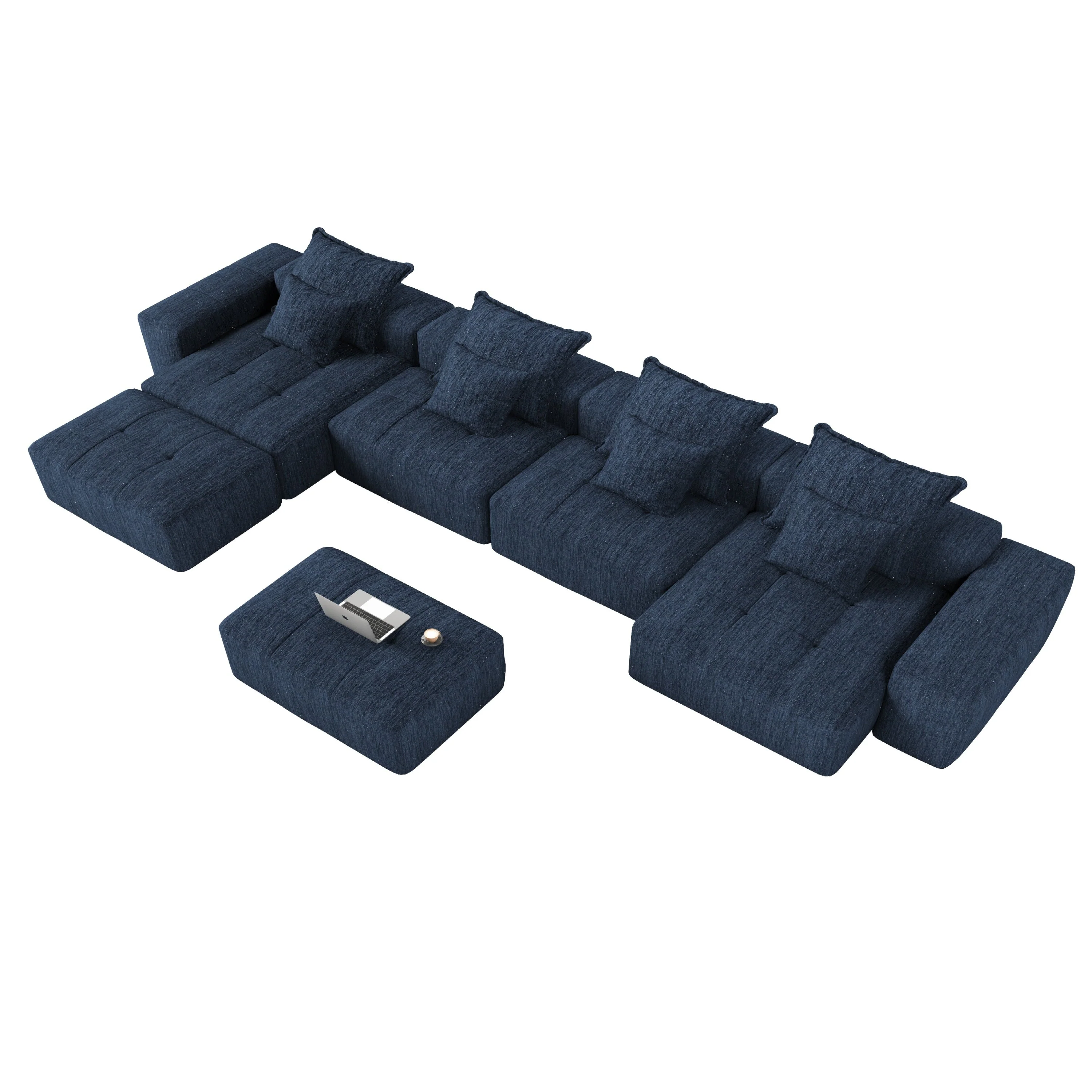 Modern Oversized Modular Sectional Sofa, Blue - Image 2