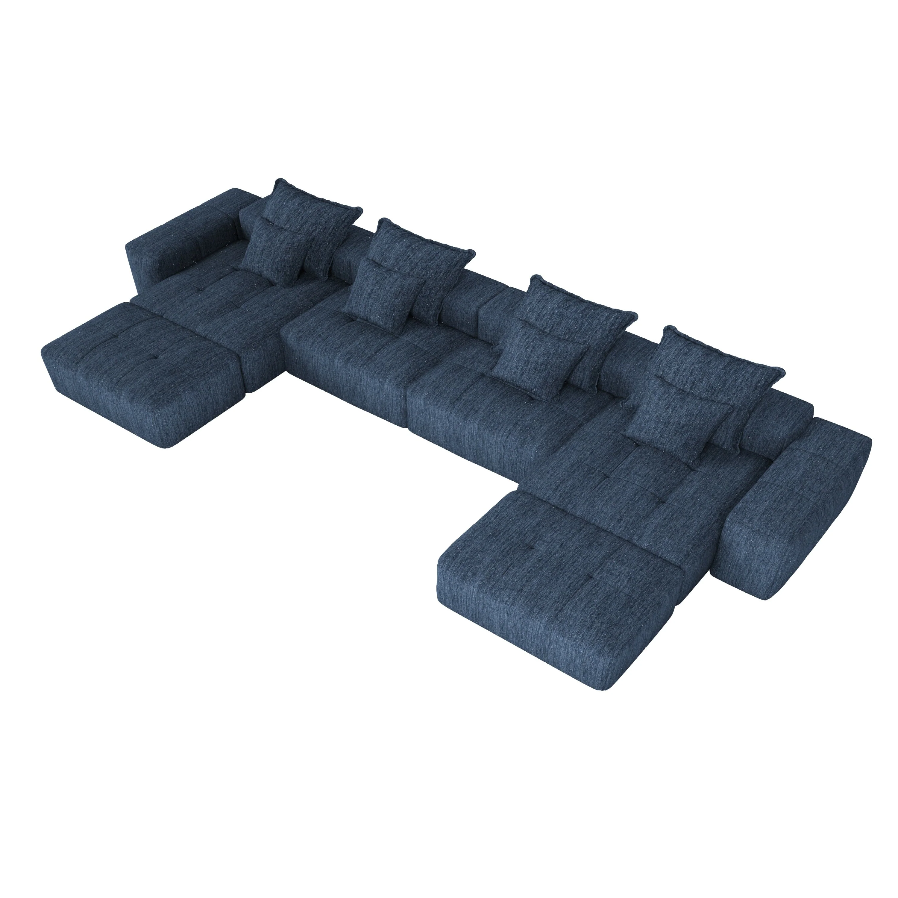 Modern Oversized Modular Sectional Sofa, Blue - Image 24