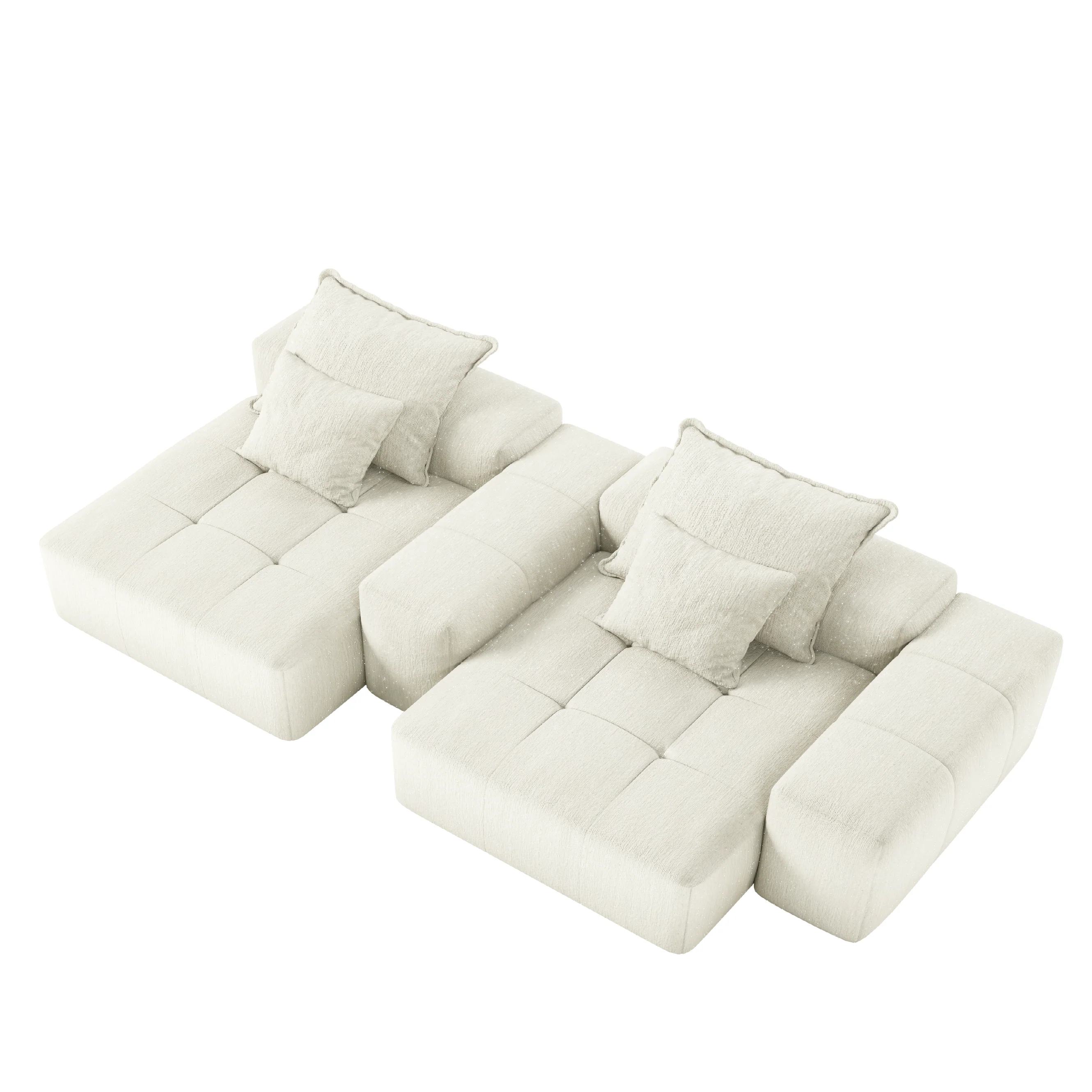 Oversized Modular Sectional Sofa with 2 Chaise Lounge, 4 Pillows, Beige - Image 14