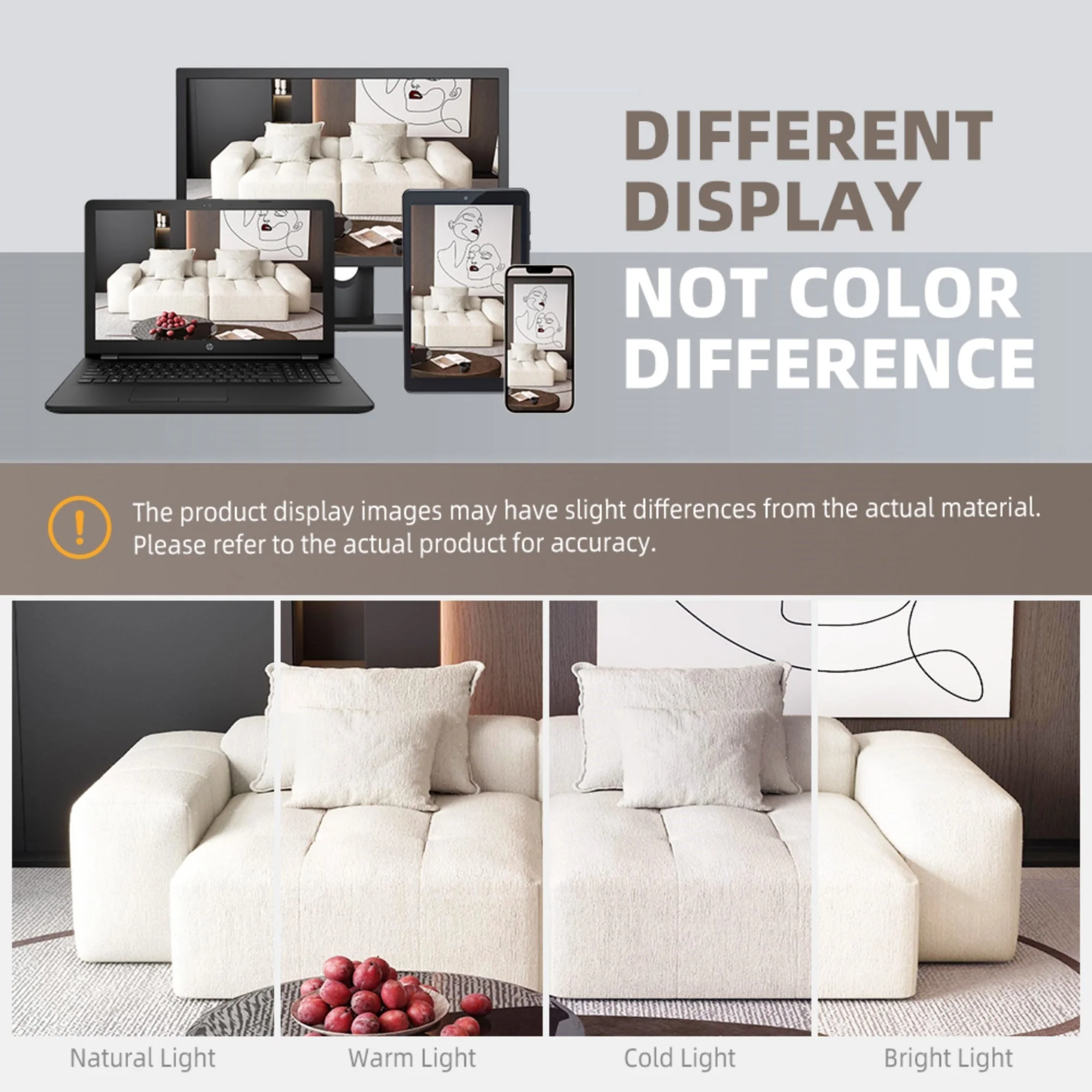 Oversized Modular Sectional Sofa with 2 Chaise Lounge, 4 Pillows, Beige - Image 8