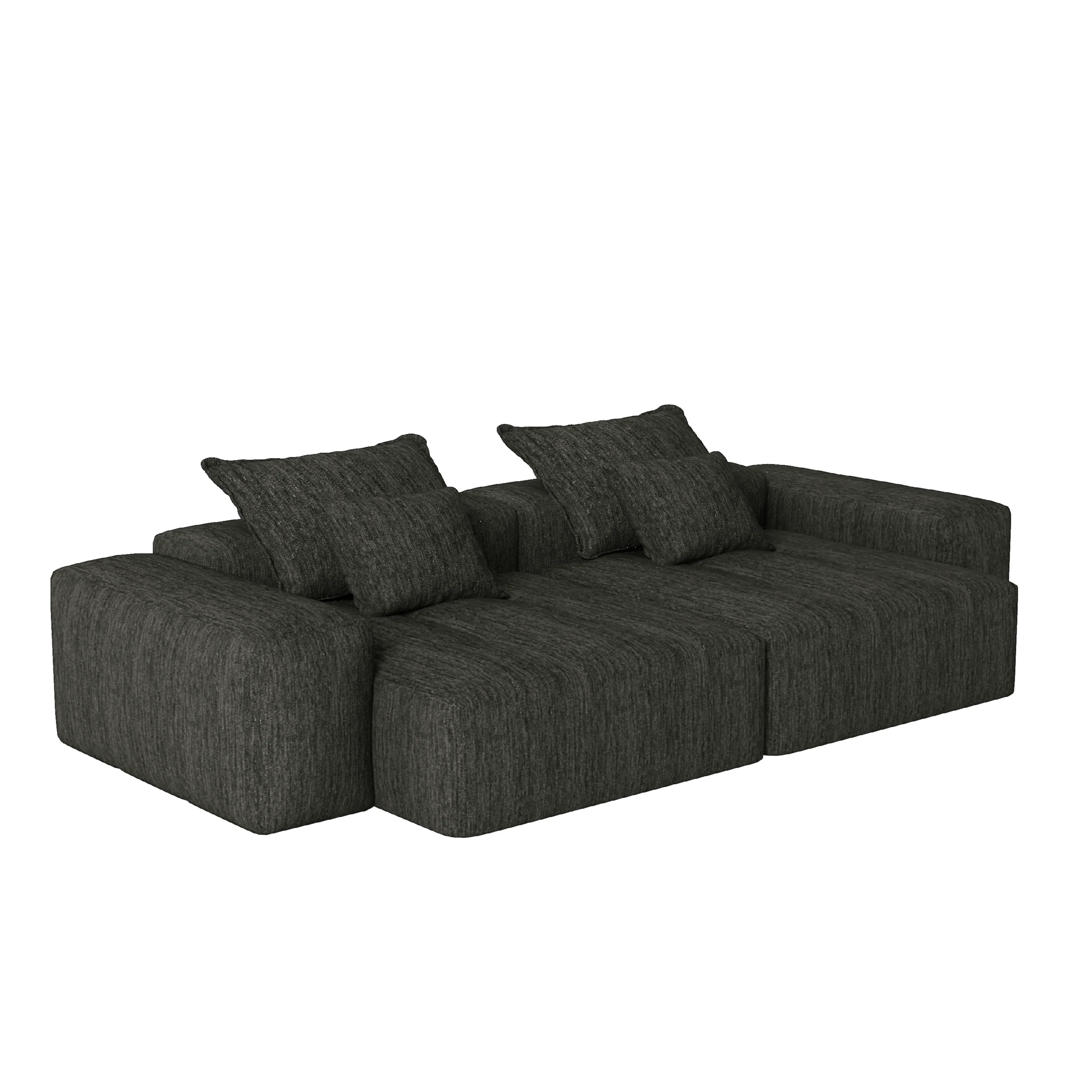 Oversized Modular Sectional Sofa with 2 Chaise Lounge, 4 Pillows, Black - Image 13