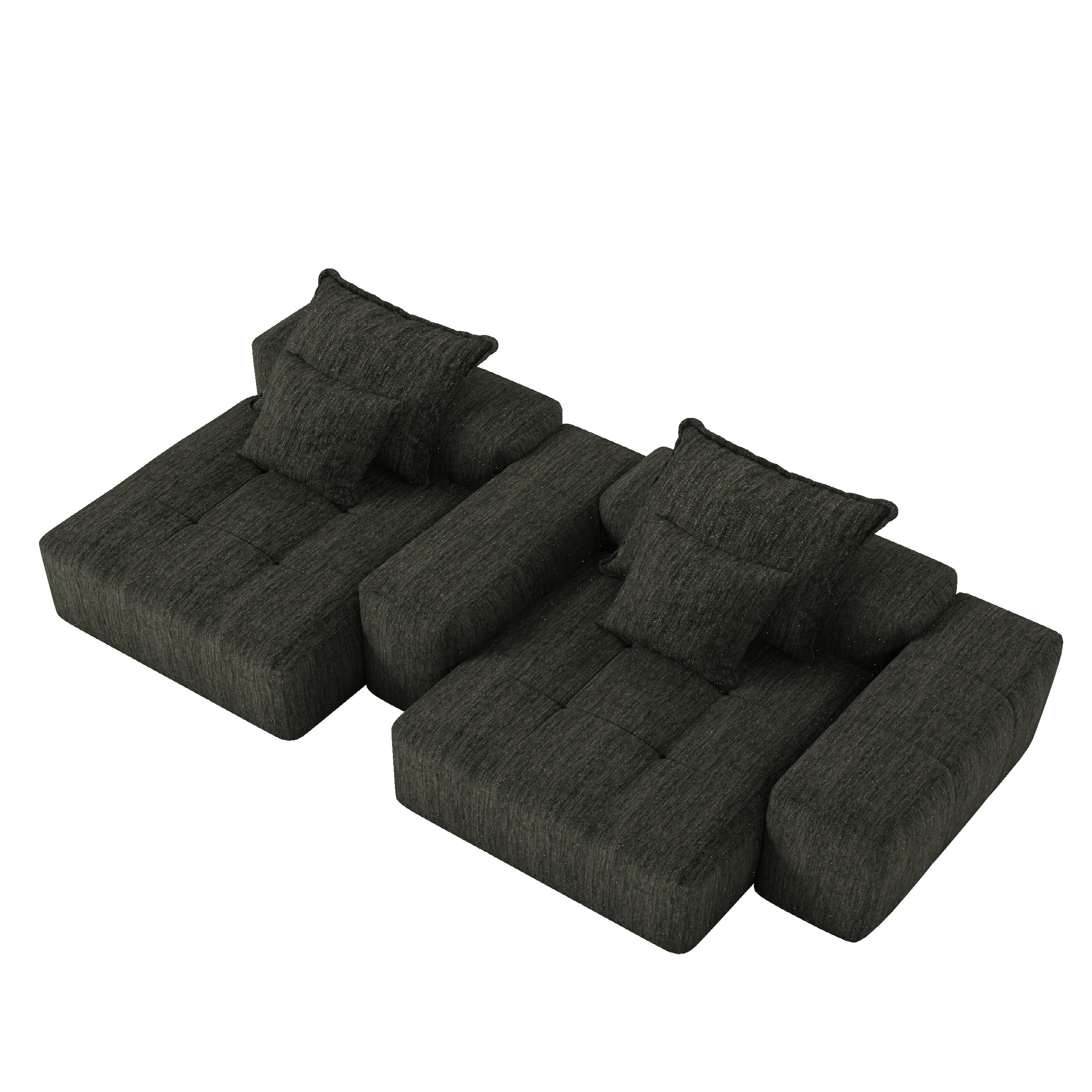 Oversized Modular Sectional Sofa with 2 Chaise Lounge, 4 Pillows, Black - Image 14