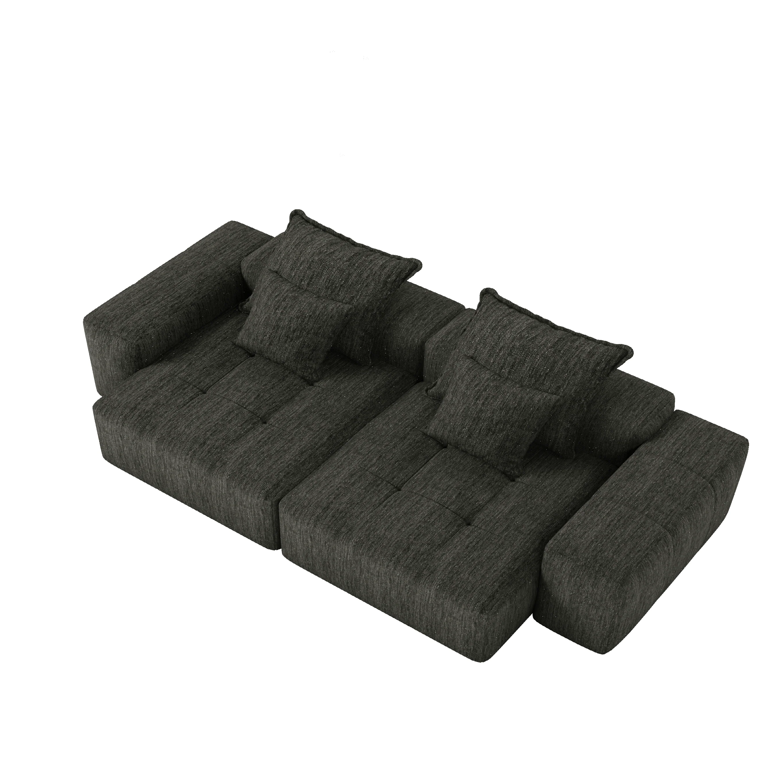Oversized Modular Sectional Sofa with 2 Chaise Lounge, 4 Pillows, Black - Image 2