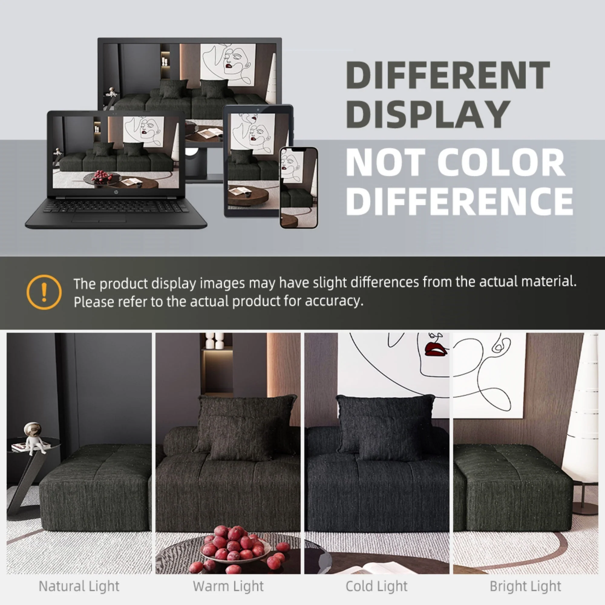 Oversized Modular Sectional Sofa with 2 Ottoman, Black - Image 11