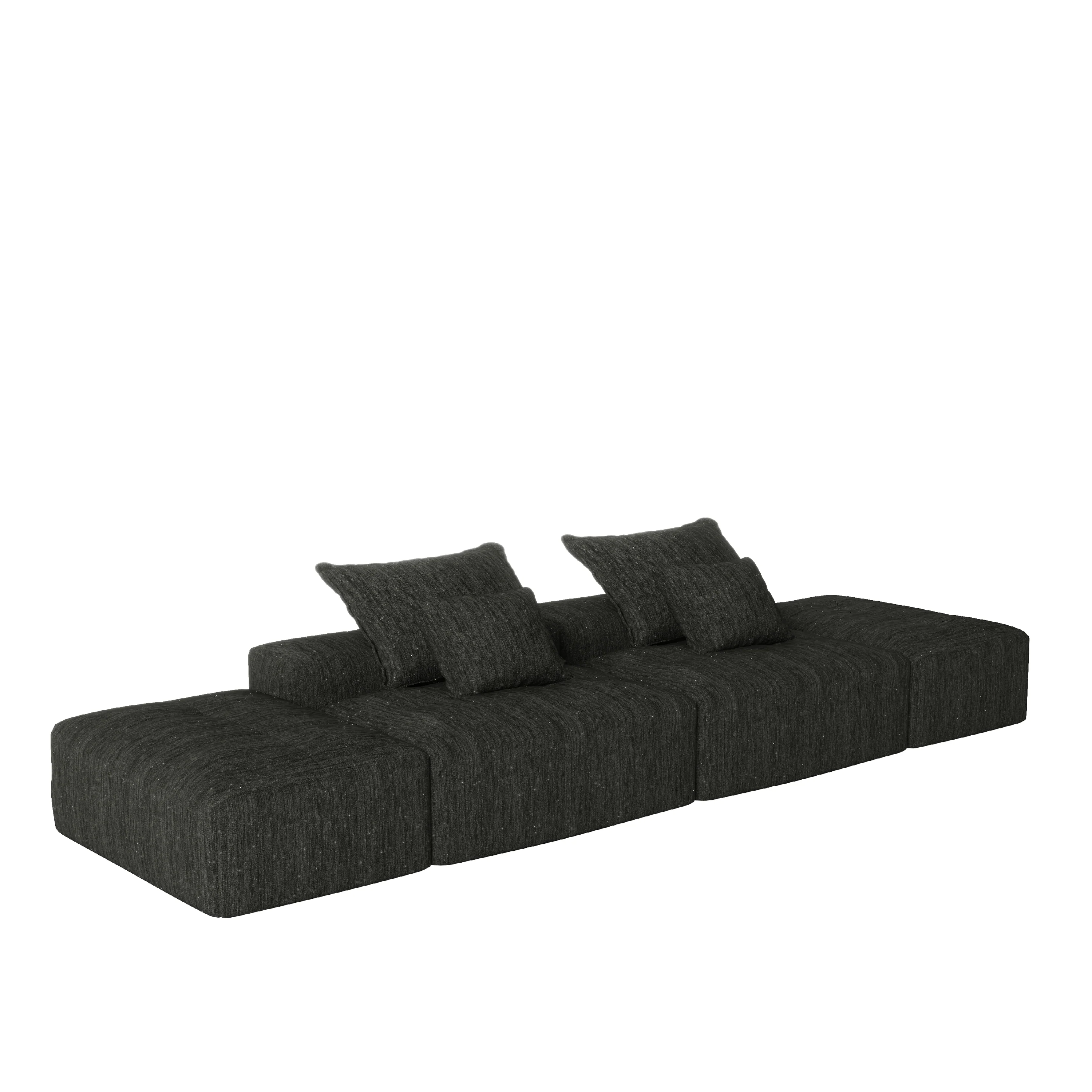 Oversized Modular Sectional Sofa with 2 Ottoman, Black - Image 16