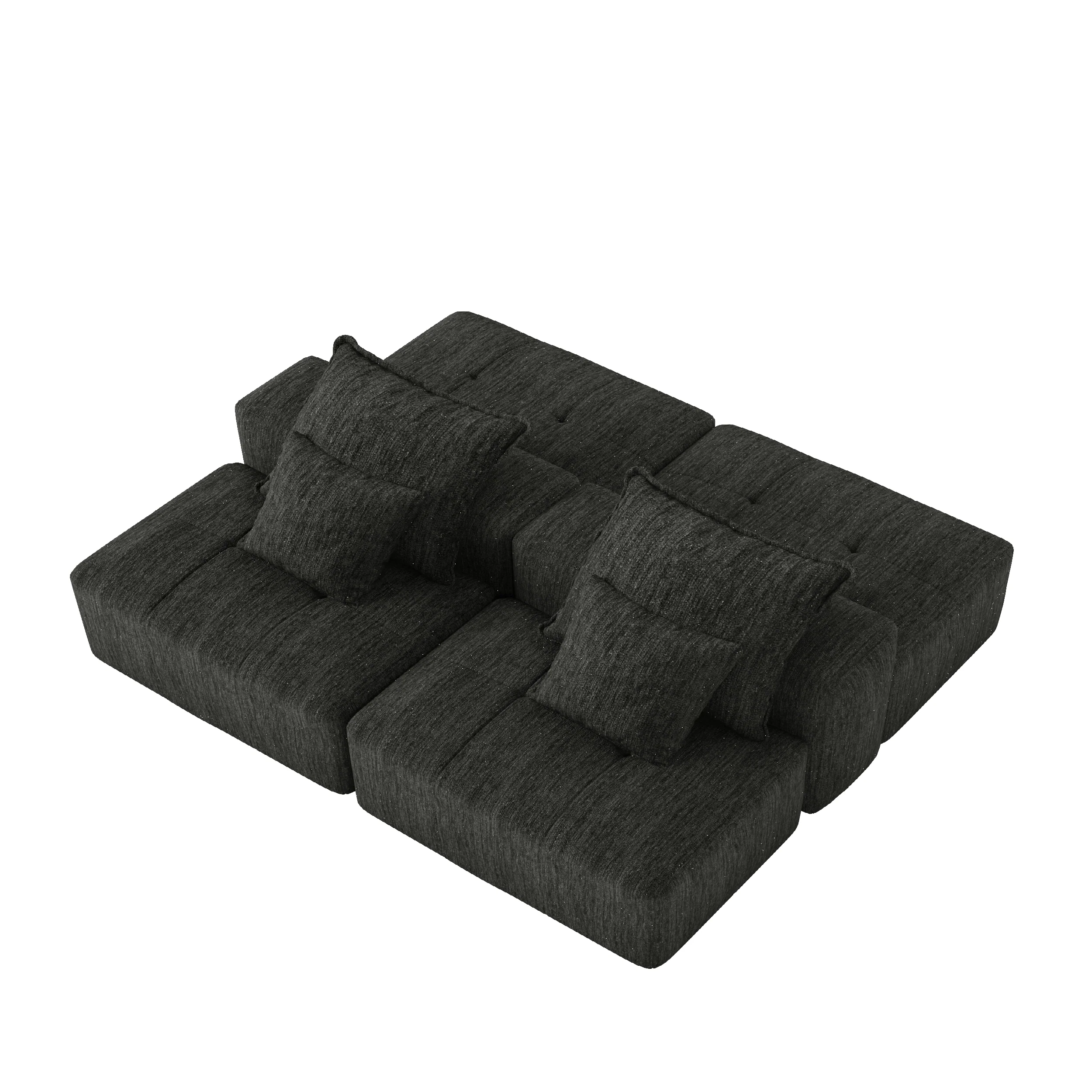 Oversized Modular Sectional Sofa with 2 Ottoman, Black - Image 17