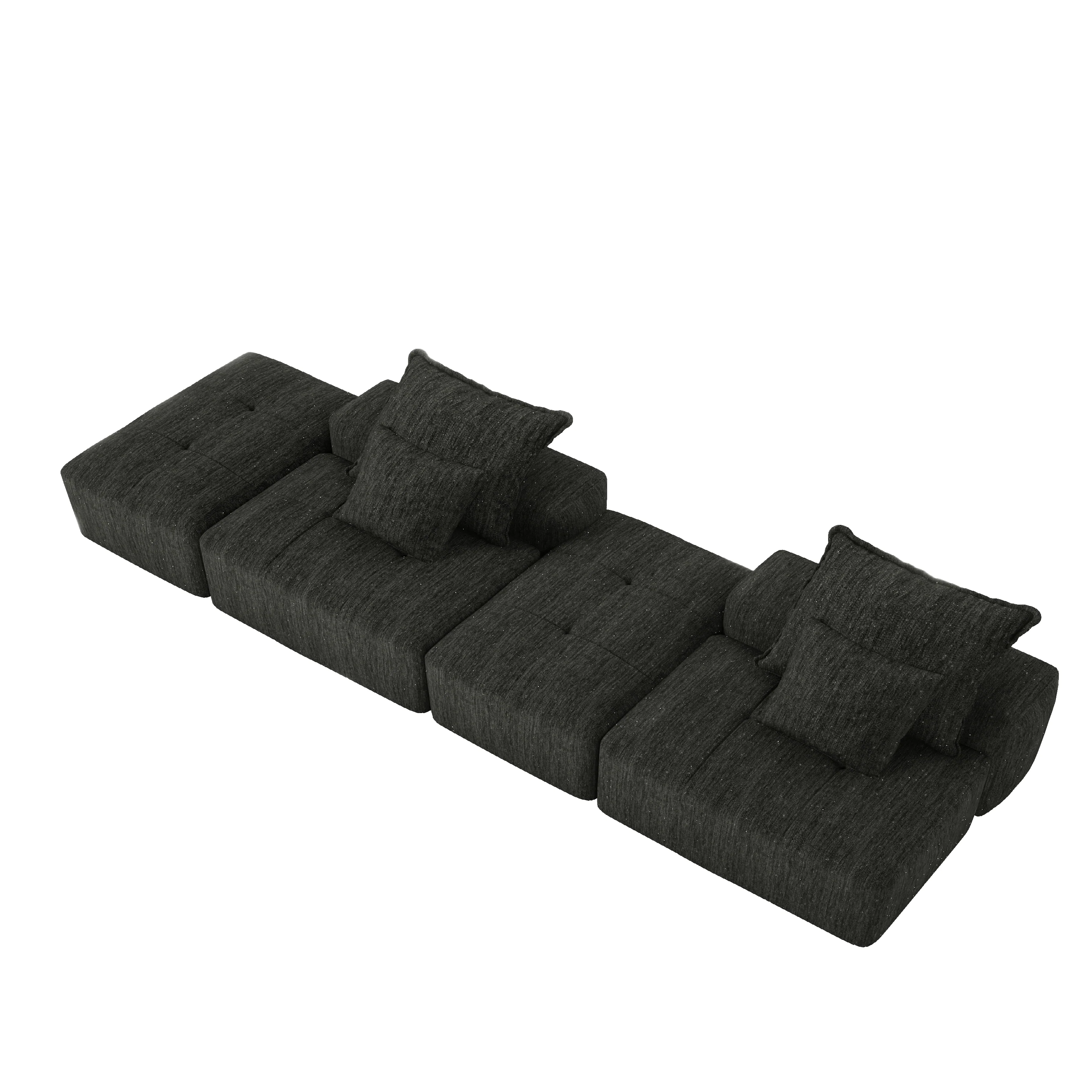 Oversized Modular Sectional Sofa with 2 Ottoman, Black - Image 18
