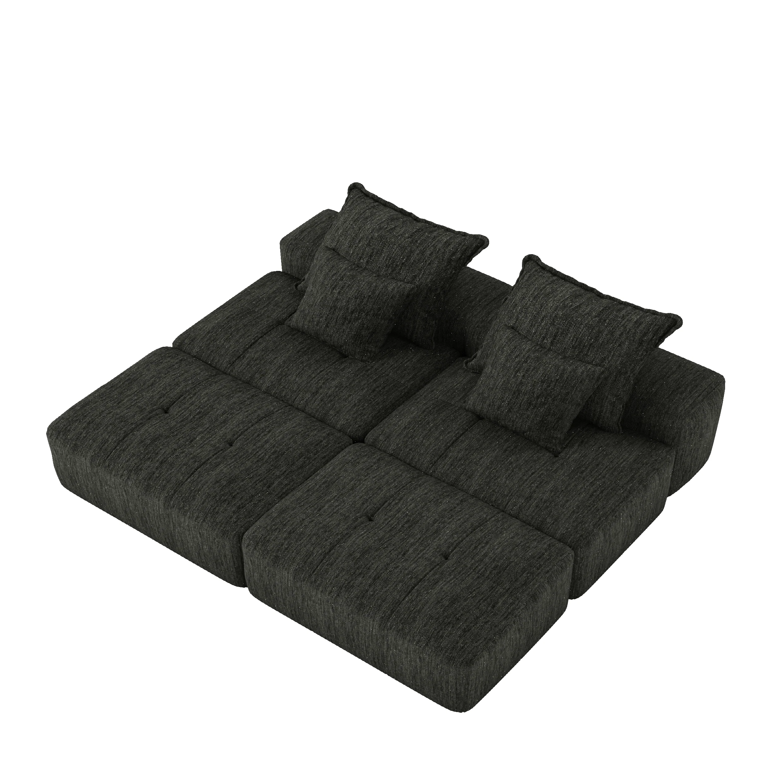 Oversized Modular Sectional Sofa with 2 Ottoman, Black - Image 19