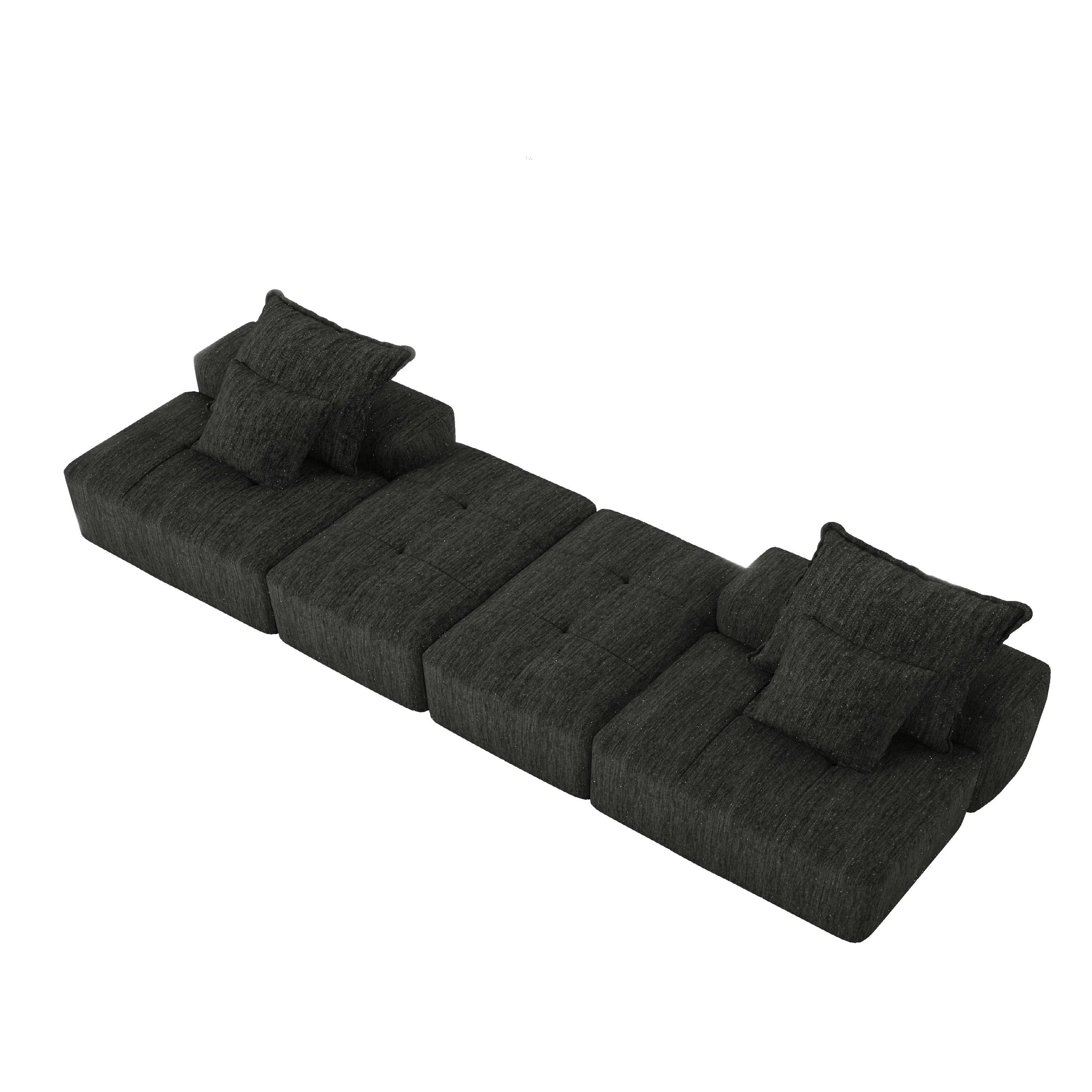 Oversized Modular Sectional Sofa with 2 Ottoman, Black - Image 20