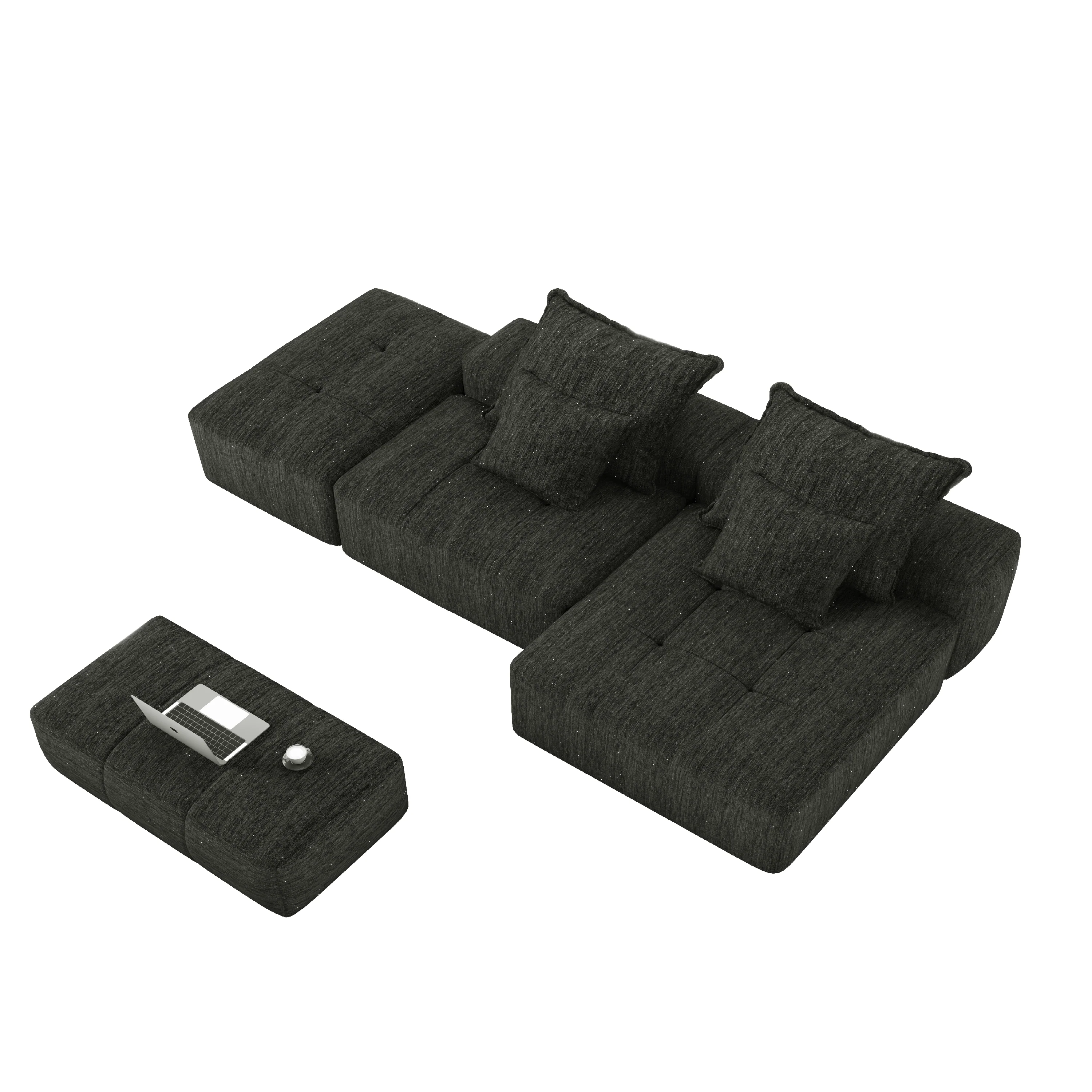 Oversized Modular Sectional Sofa with Ottoman and 4 Pillows - Image 19