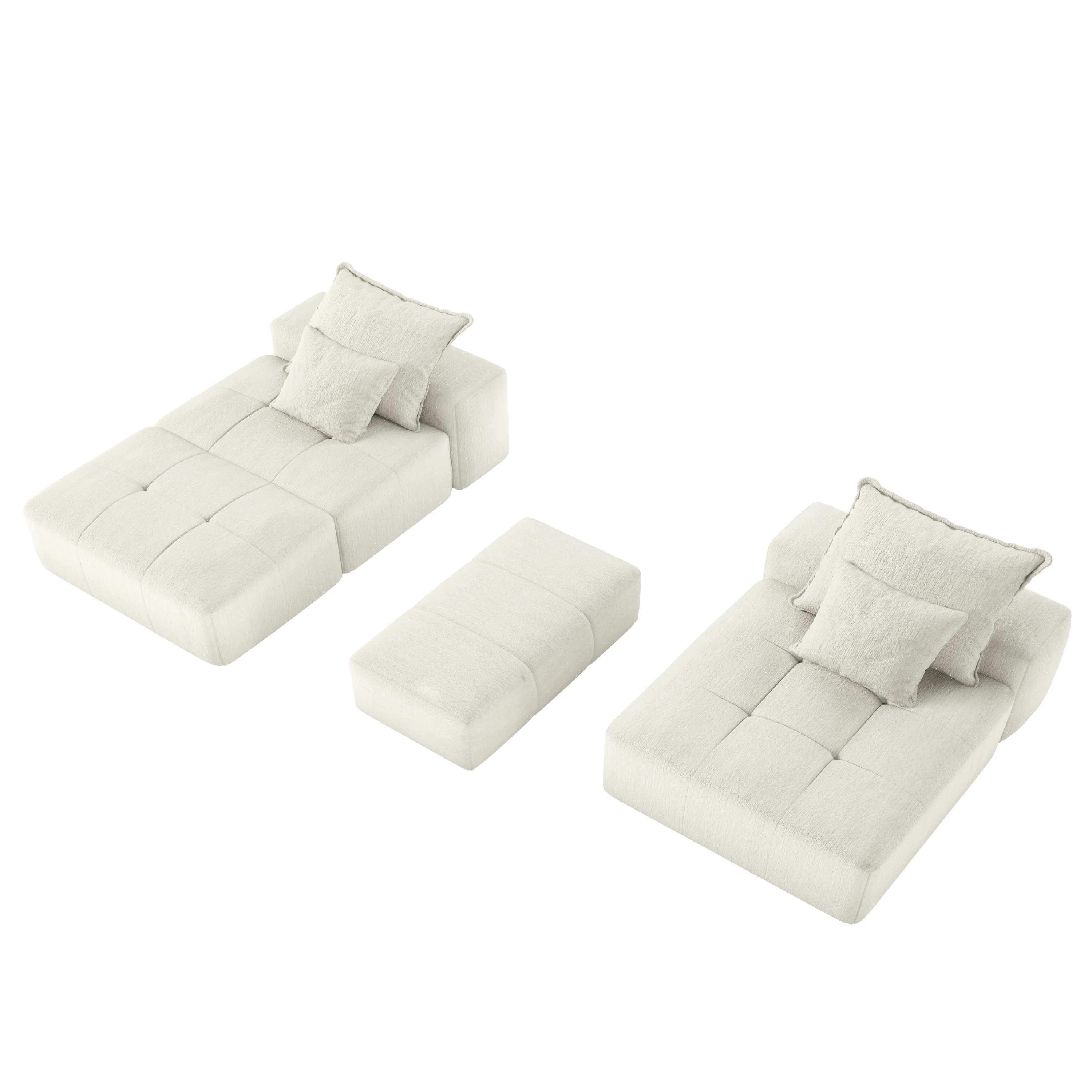 Modern Oversized Modular Sectional Sofa with Ottoman, 4 Pillows - Image 18