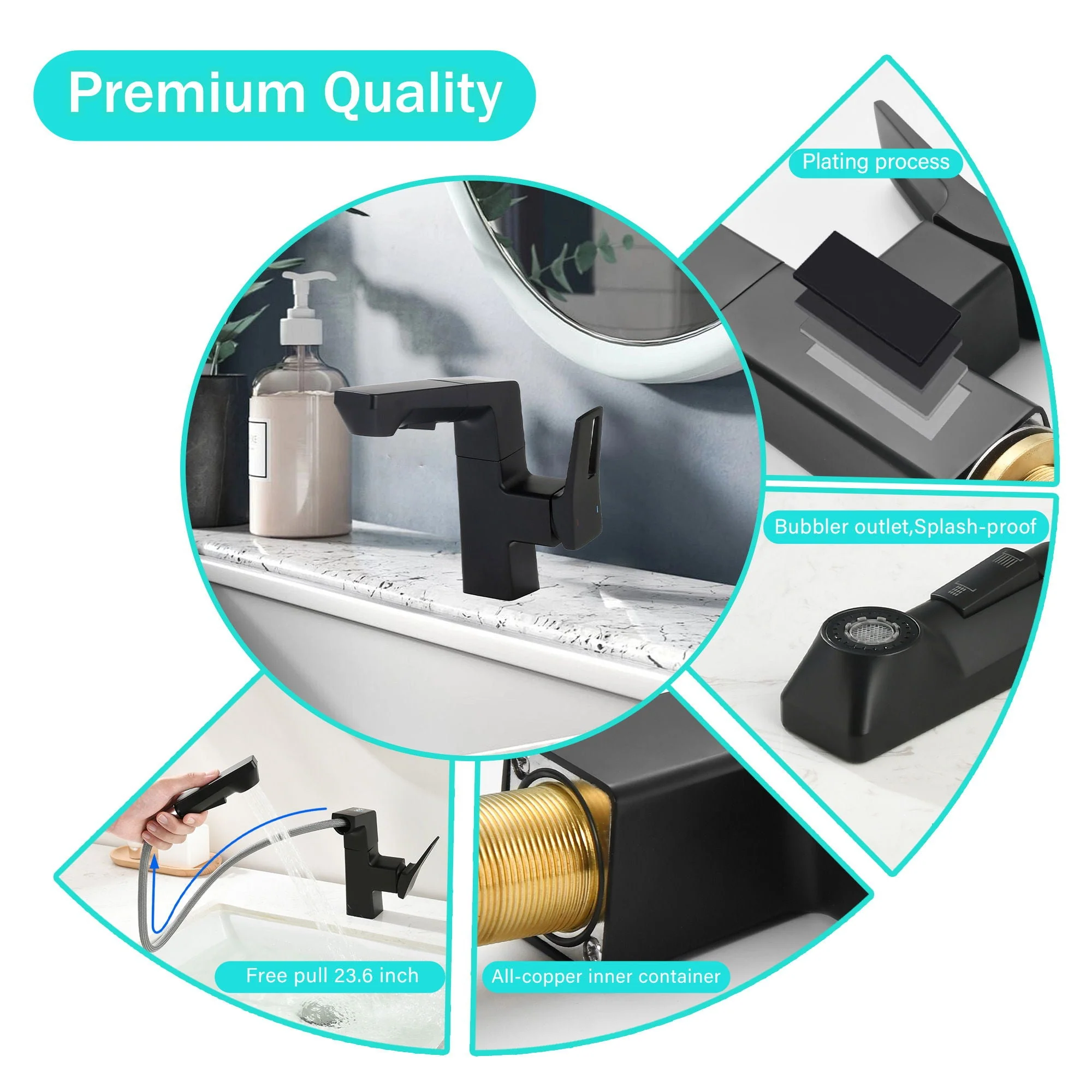 Modern Smart LED Bathroom Faucet With Temperature Digital Display & Pull Down Sprayer - Image 4