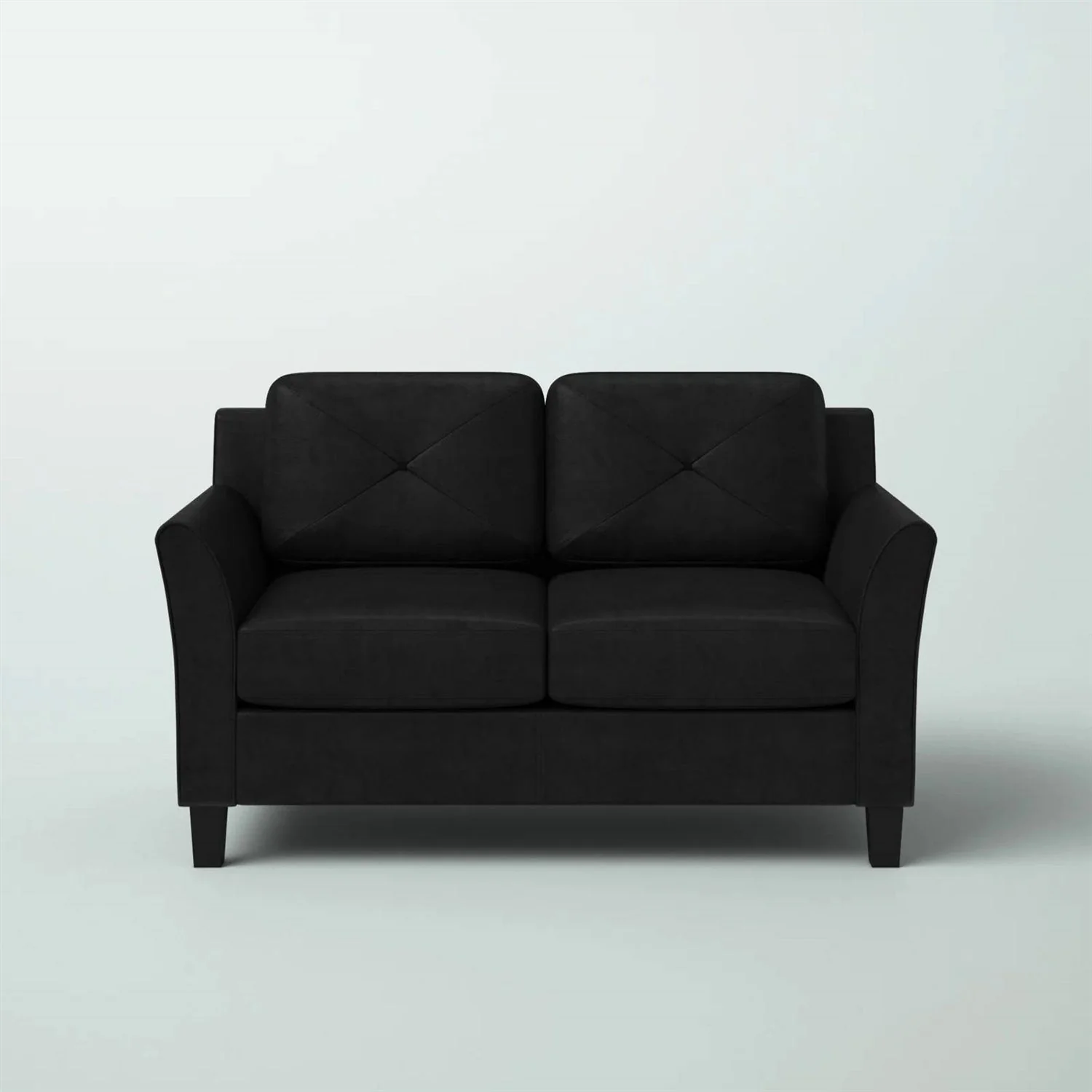 Upholstered Loveseat Sofa in Black with Button Tufted Cushions - Image 3