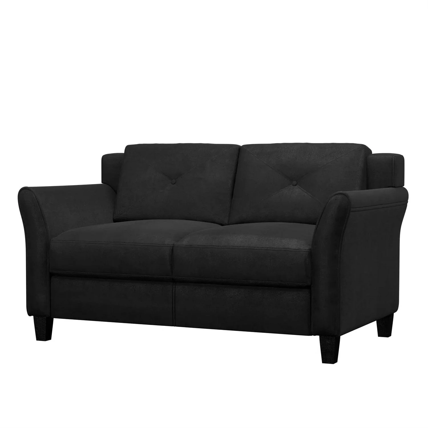 Upholstered Loveseat Sofa in Black with Button Tufted Cushions - Image 4