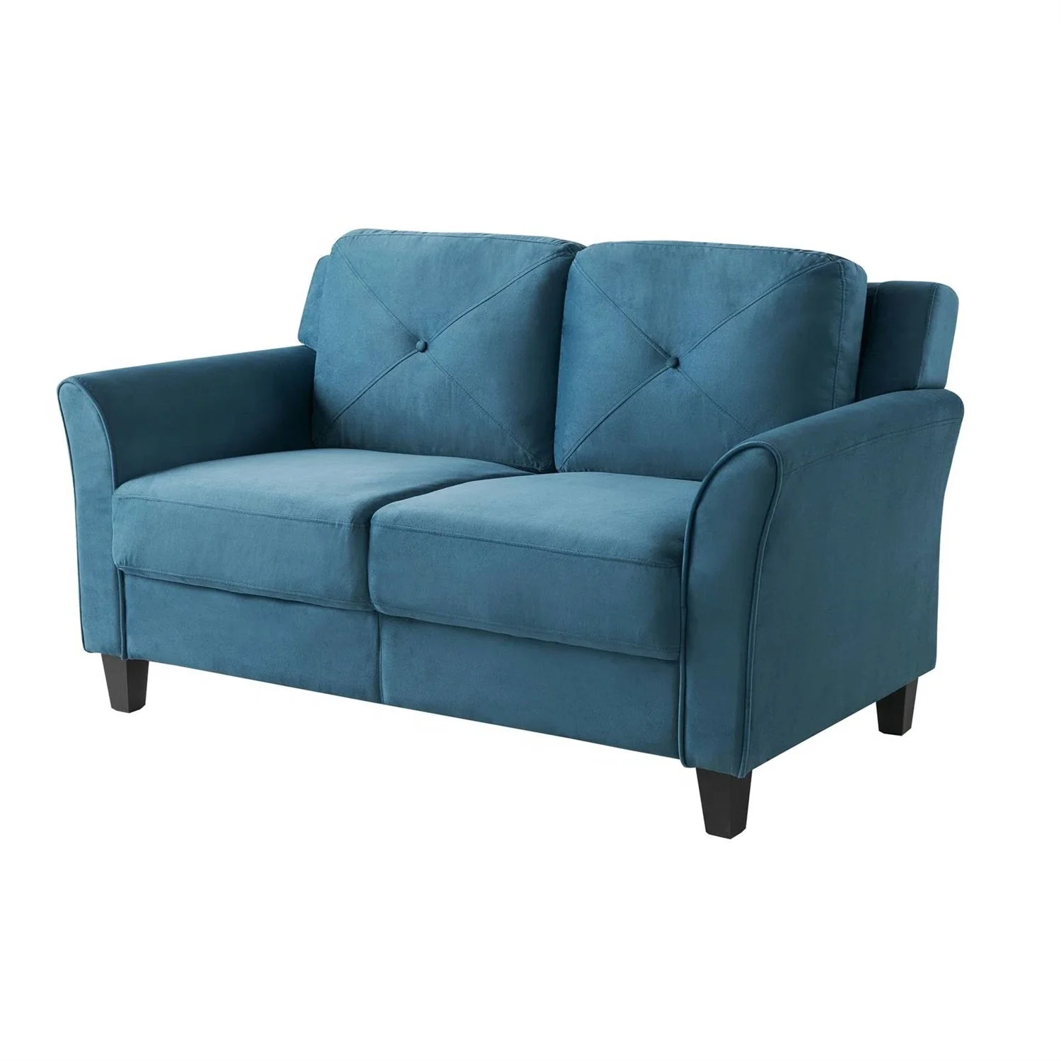 Upholstered Loveseat Sofa in Blue with Button Tufted Cushions - Image 2