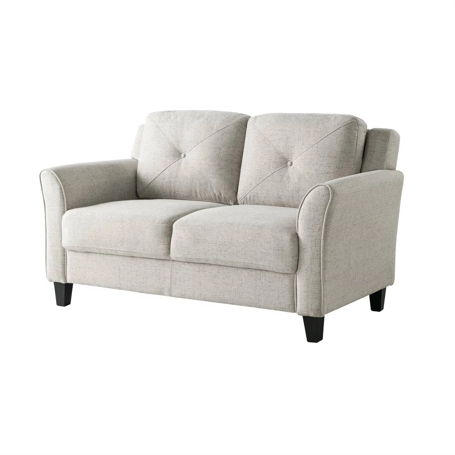 Upholstered Loveseat Sofa in Cream with Button Tufted Cushions - Image 2