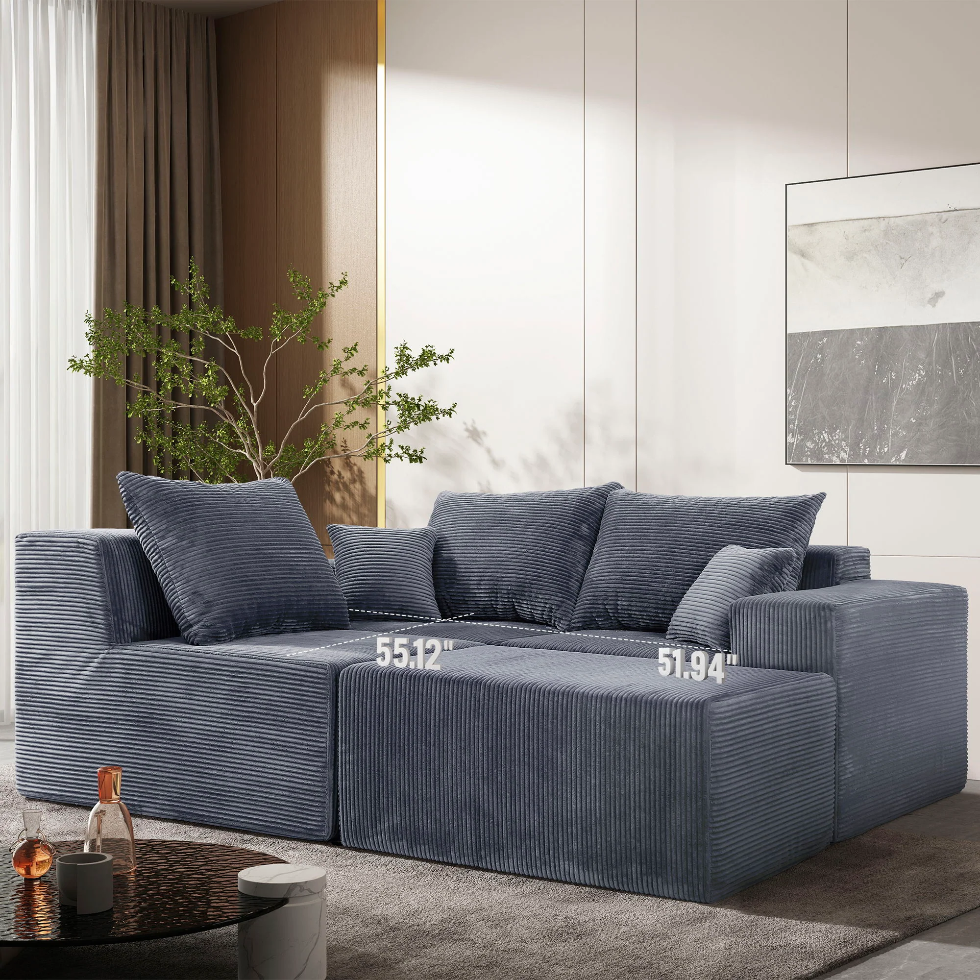 Modular Sectional Sofa, Convertible Couch With Chaise - Image 2