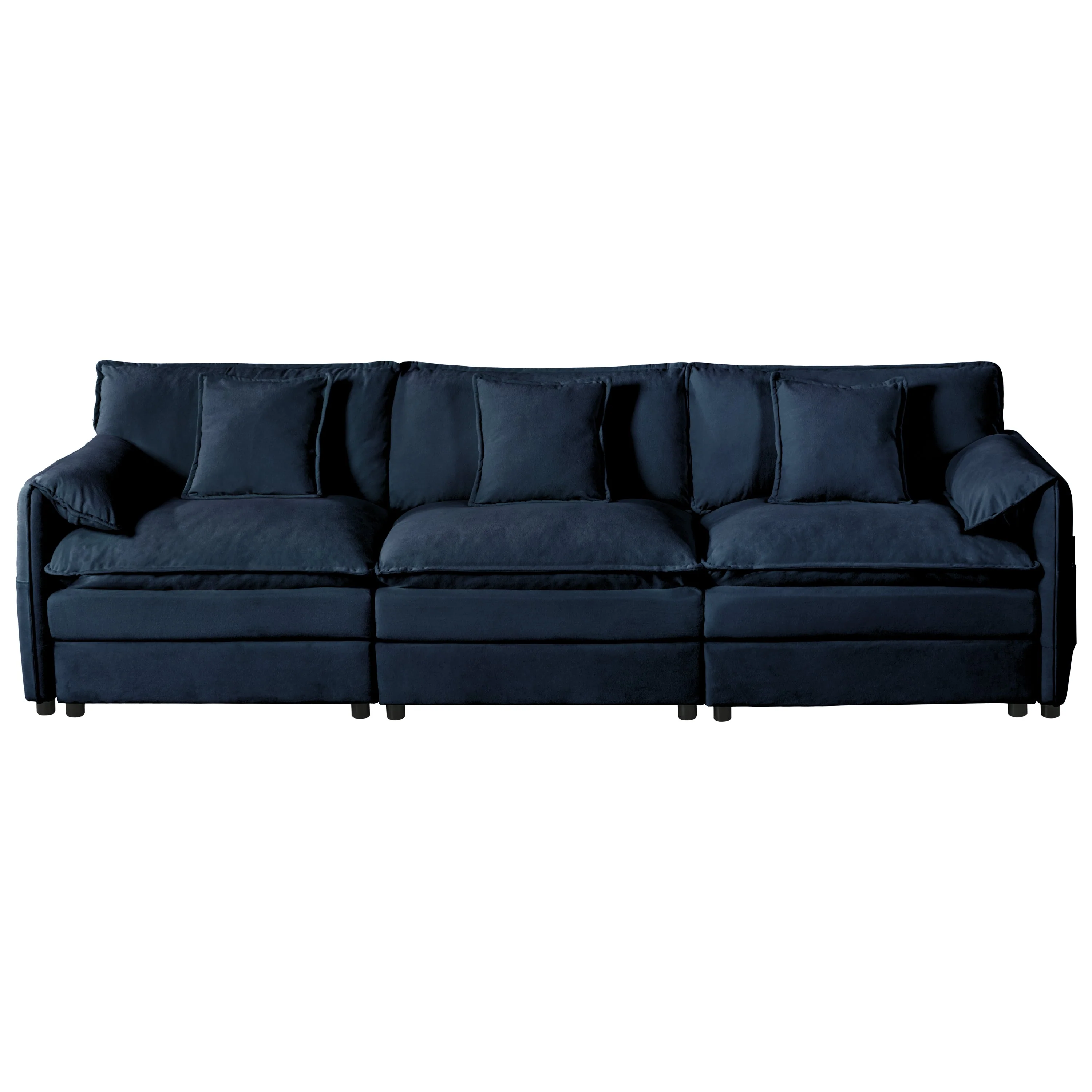 Modular Sectional Sofa, L Shaped Couch Set with Ottoman, Chenille, Blue - Image 10