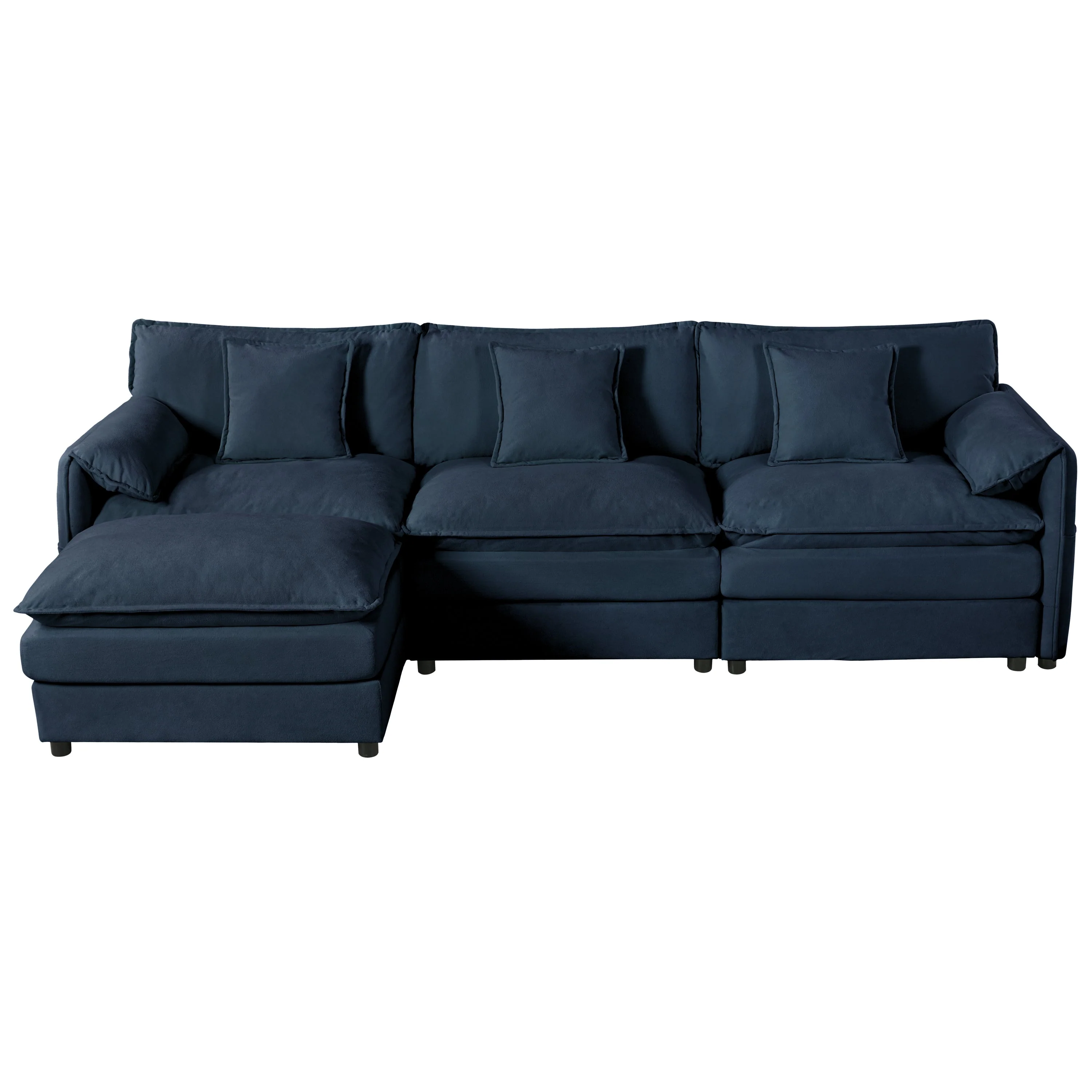 Modular Sectional Sofa, L Shaped Couch Set with Ottoman, Chenille, Blue - Image 2
