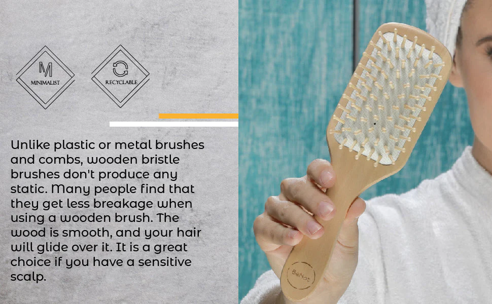 Natural Wooden Detangling Hair Brush by Choixe - Image 7