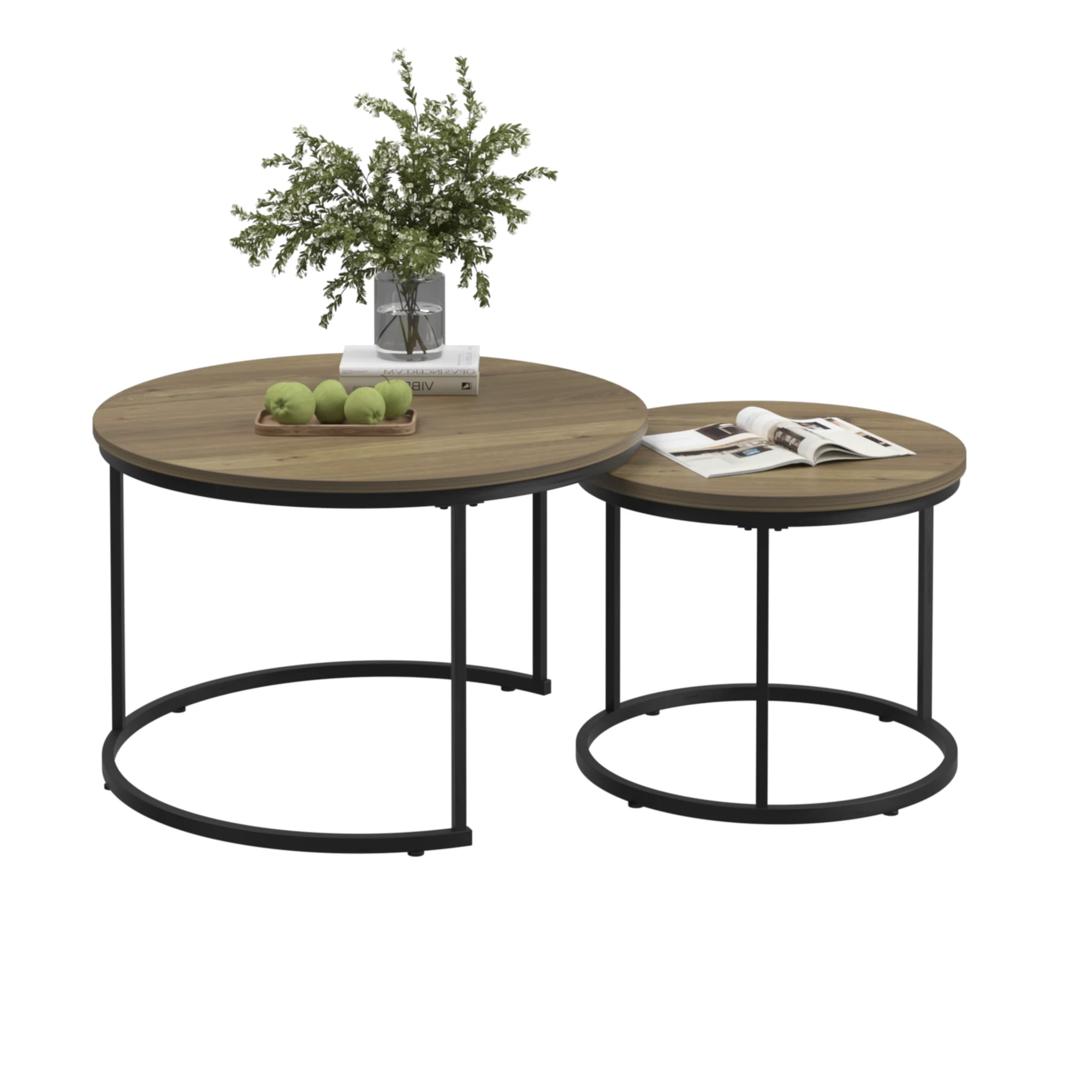 Nesting Coffee Table Set of 2 (27.6inch), Brown - Image 15