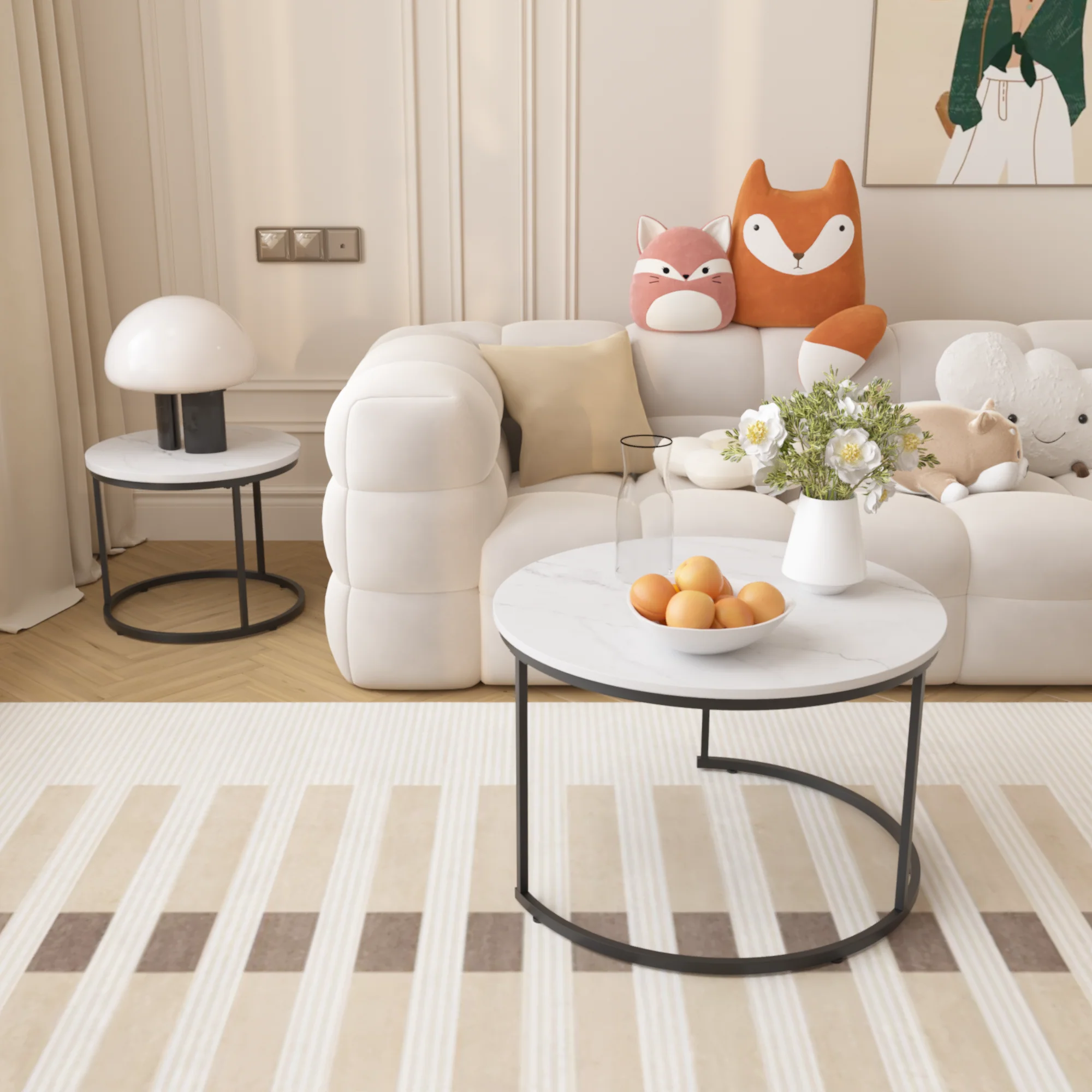 Nesting Coffee Table Set of 2, 27.6inch - Image 3