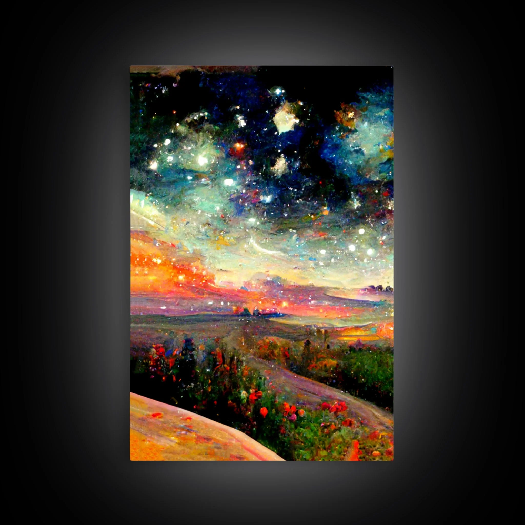 Night Starry Sky Landscape, 3 Piece Wall Art, Ready To Hang Canvas Print - Image 10