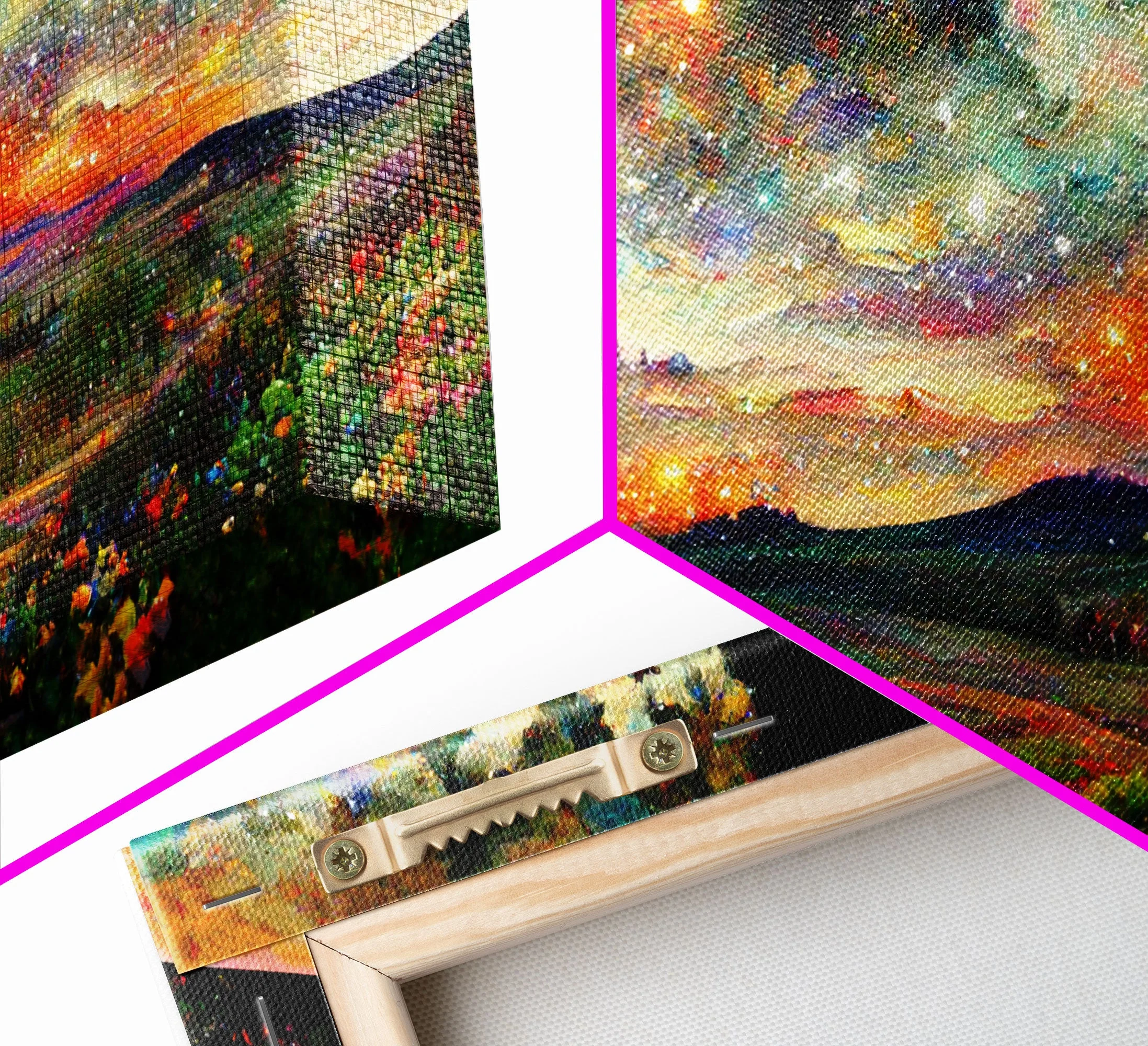 Night Starry Sky Landscape, 3 Piece Wall Art, Ready To Hang Canvas Print - Image 13