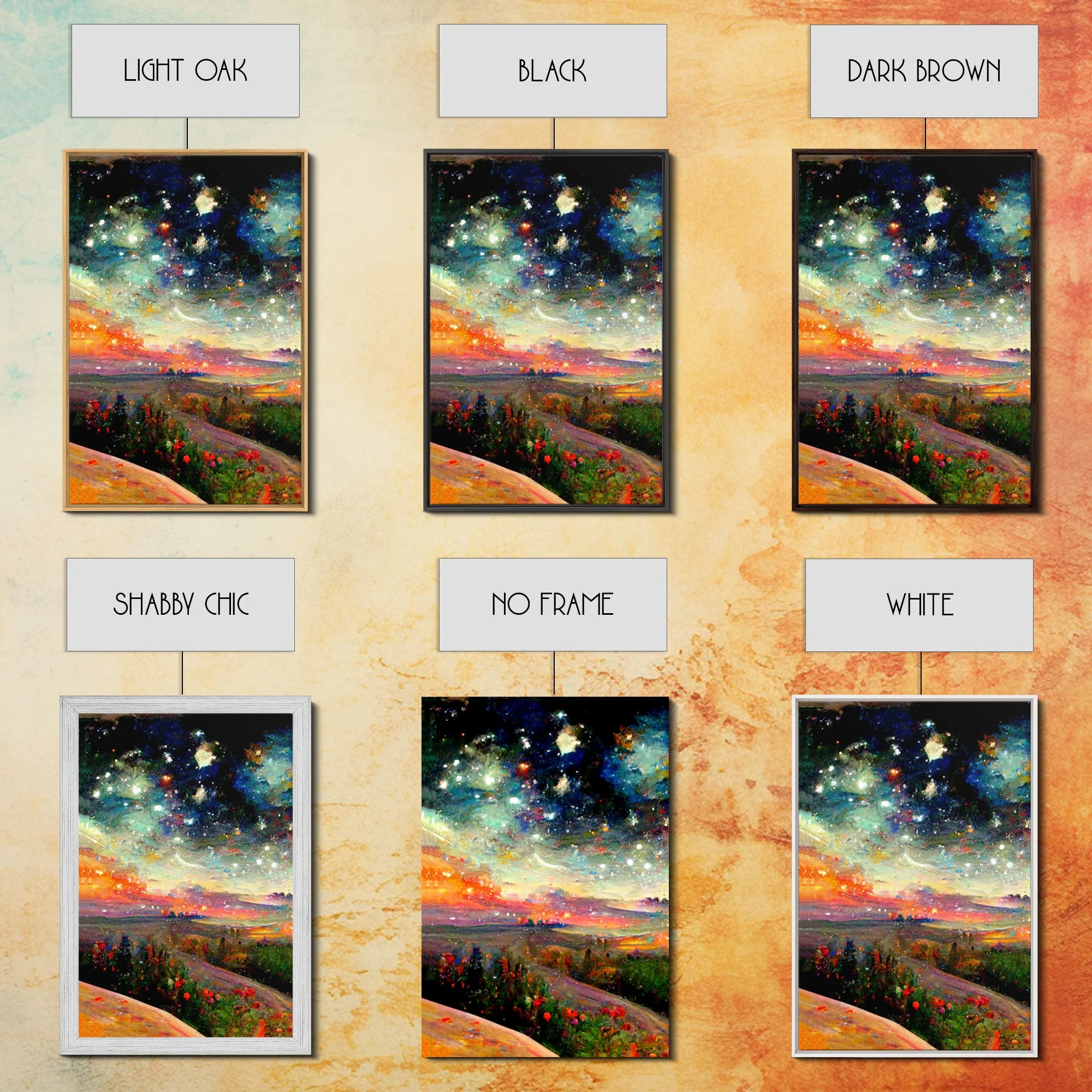 Night Starry Sky Landscape, 3 Piece Wall Art, Ready To Hang Canvas Print - Image 14