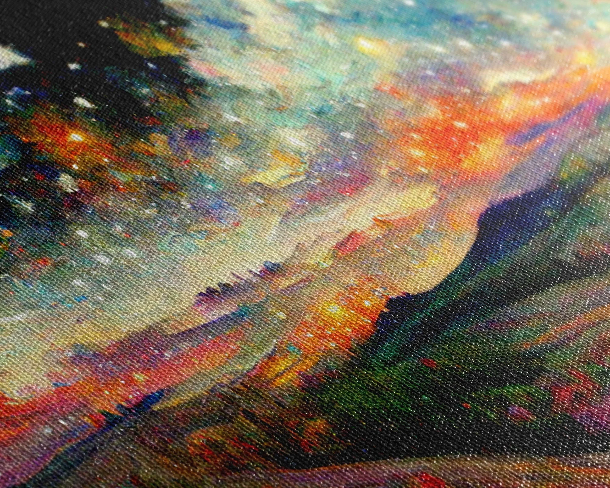Night Starry Sky Landscape, 3 Piece Wall Art, Ready To Hang Canvas Print - Image 8