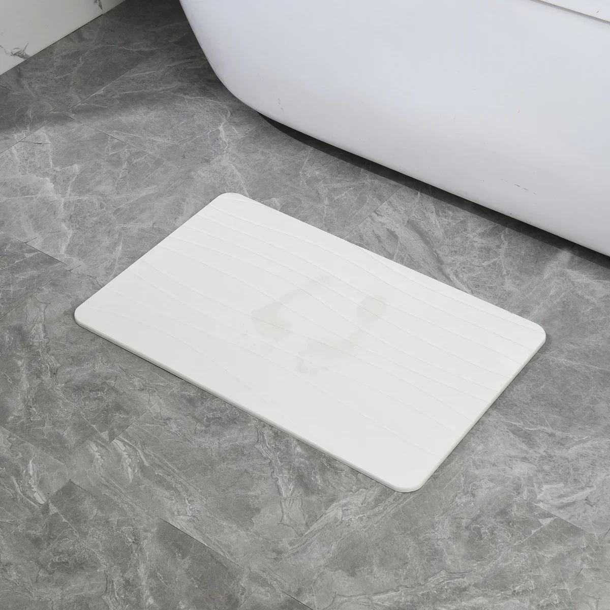 Off White Wave Stone Bath Mat - 24"x15"