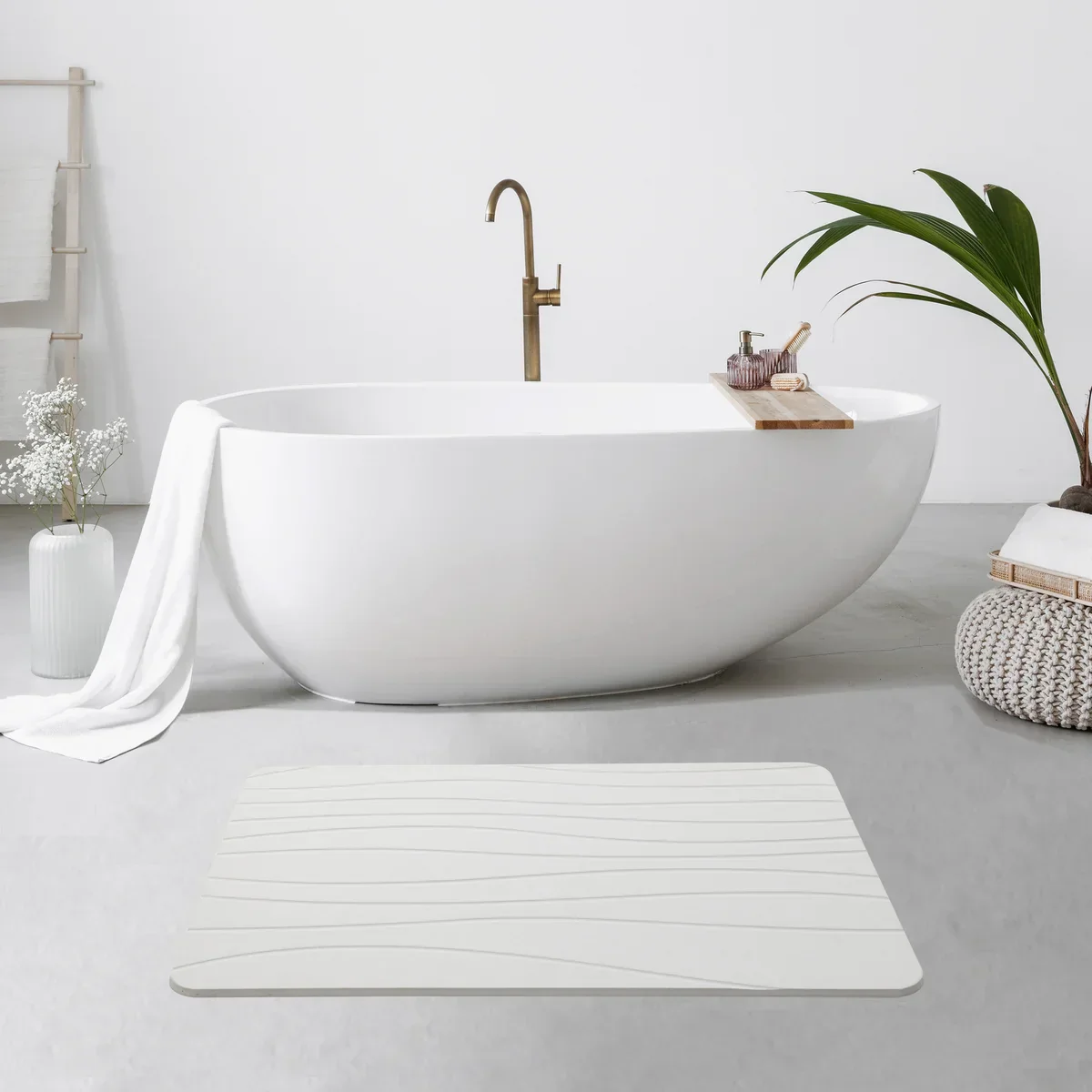 Off White Wave Stone Bath Mat - 24"x15" - Image 5