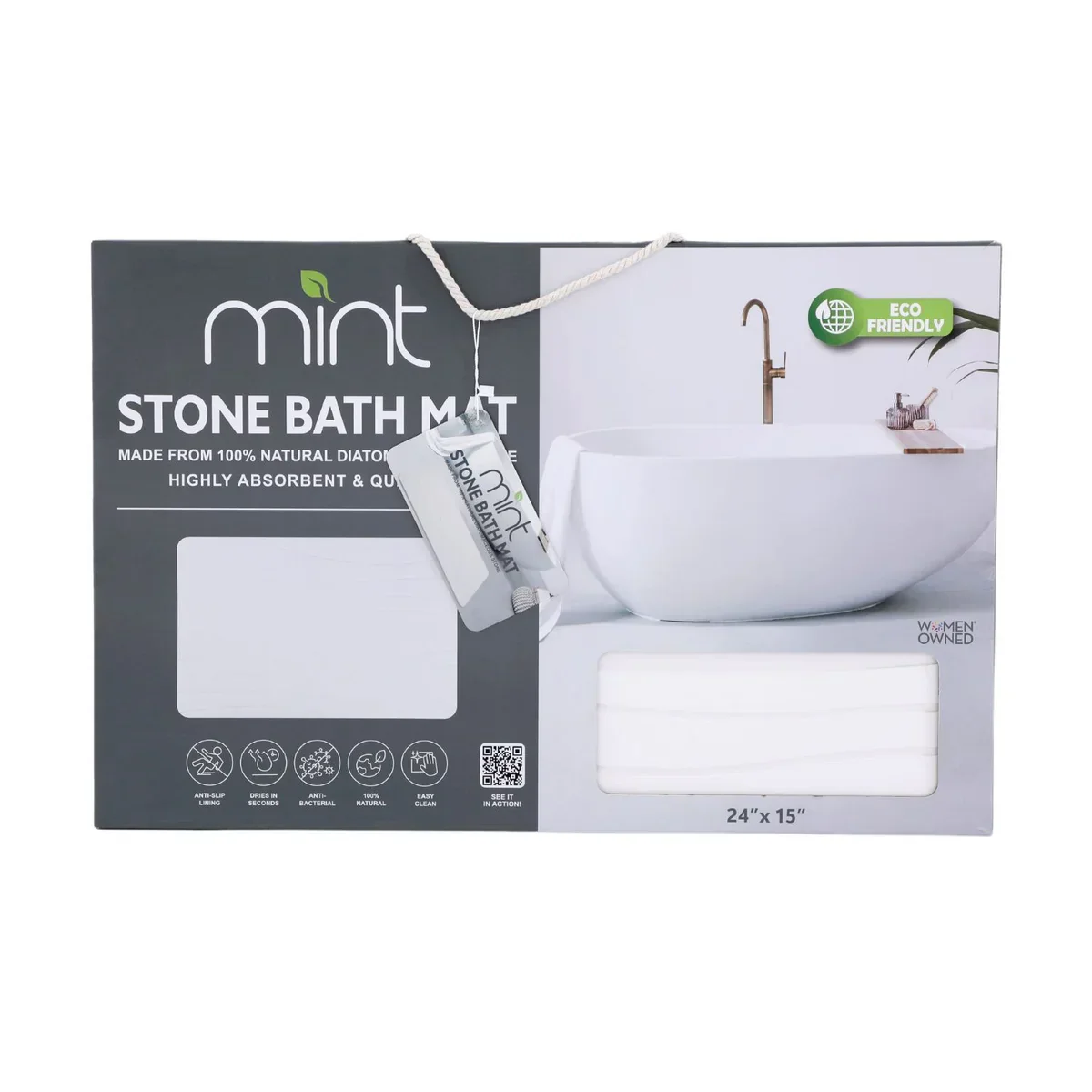 Off White Wave Stone Bath Mat - 24"x15" - Image 6