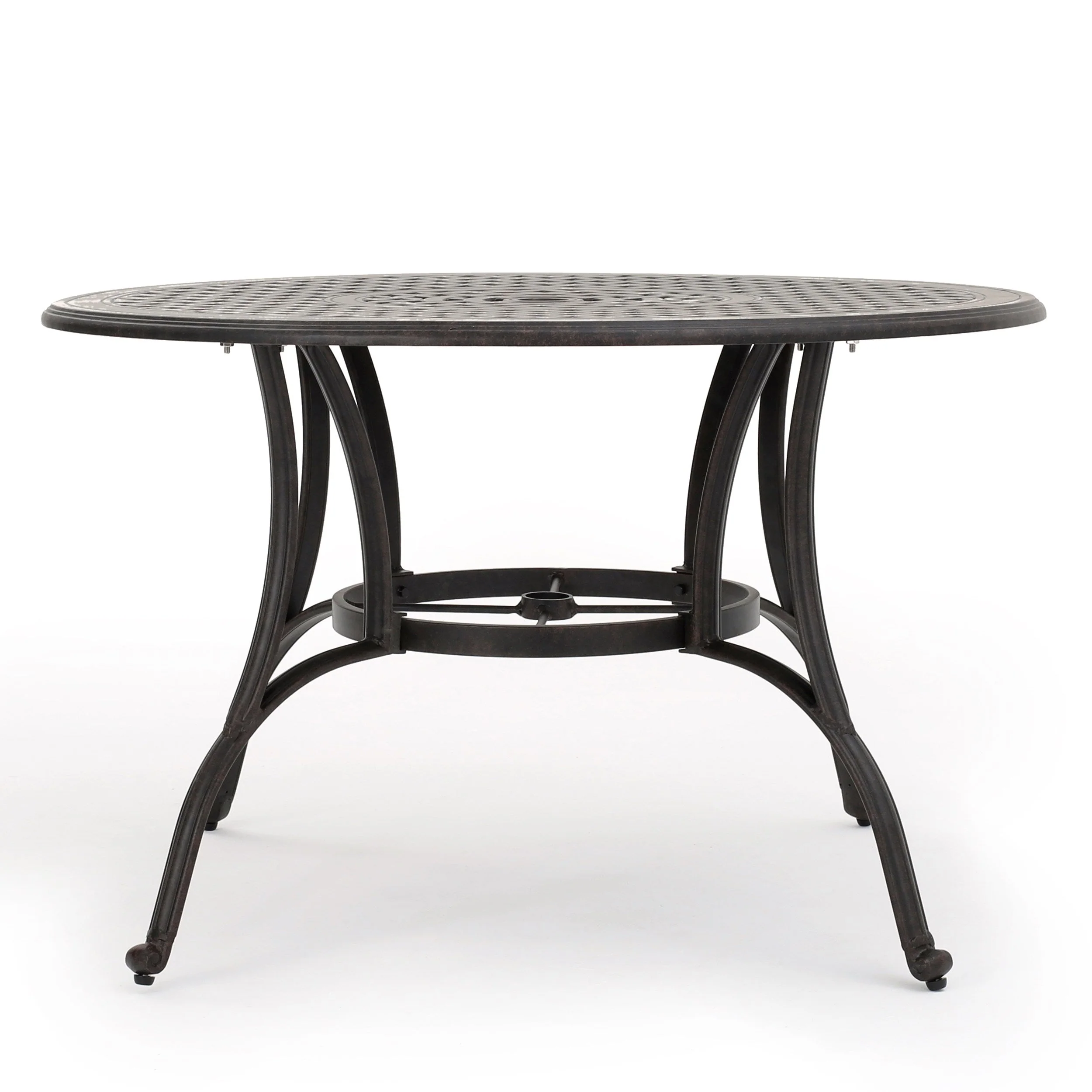 Outdoor Cast Aluminum Circular Dining Table, Bronze - Image 3