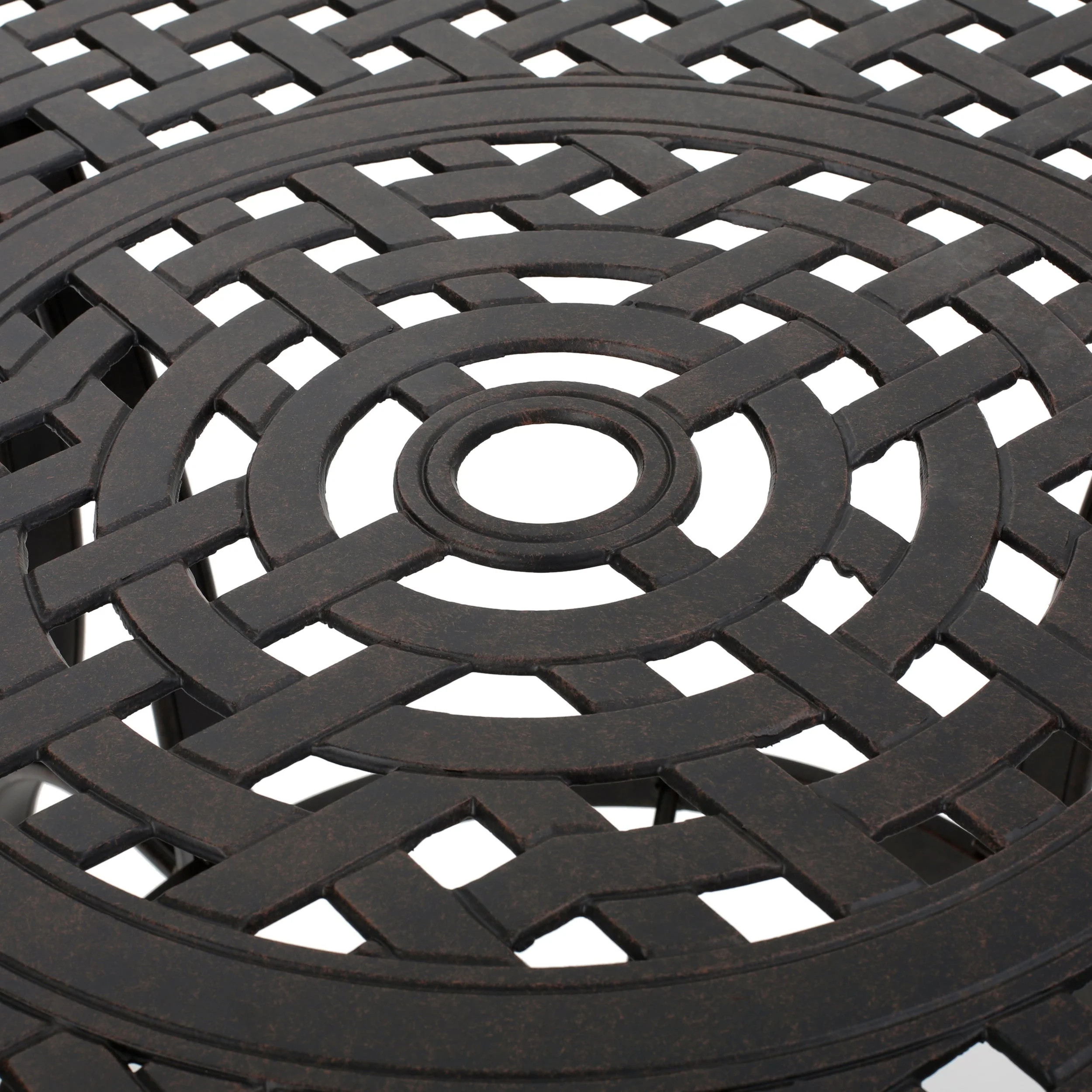 Outdoor Cast Aluminum Circular Dining Table, Bronze - Image 8
