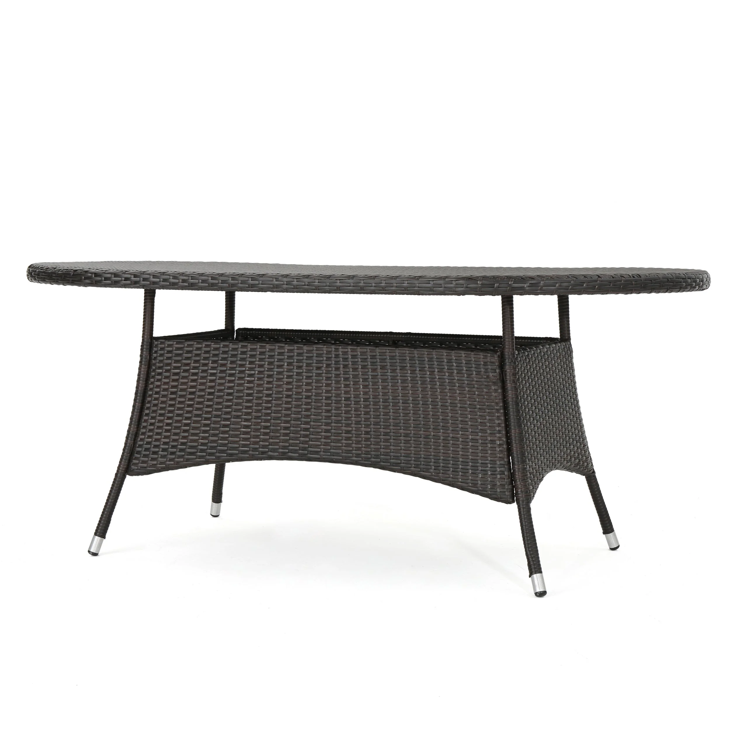 Outdoor Oval Dining Table with Silver Tipped Legs, Brown - Image 7