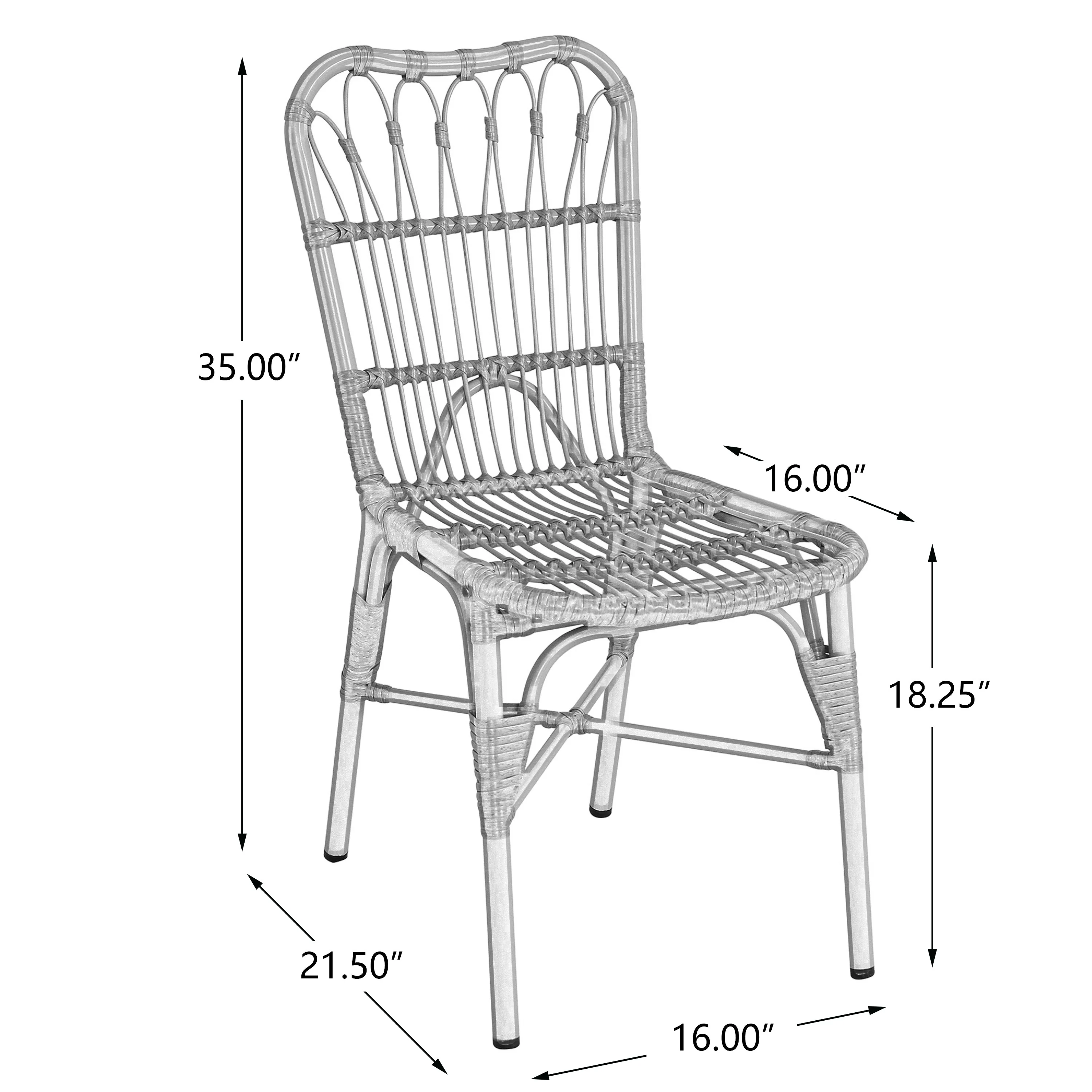 Outdoor Patio Dining Chairs Set of 2, Natural Rattan Weave - Image 3