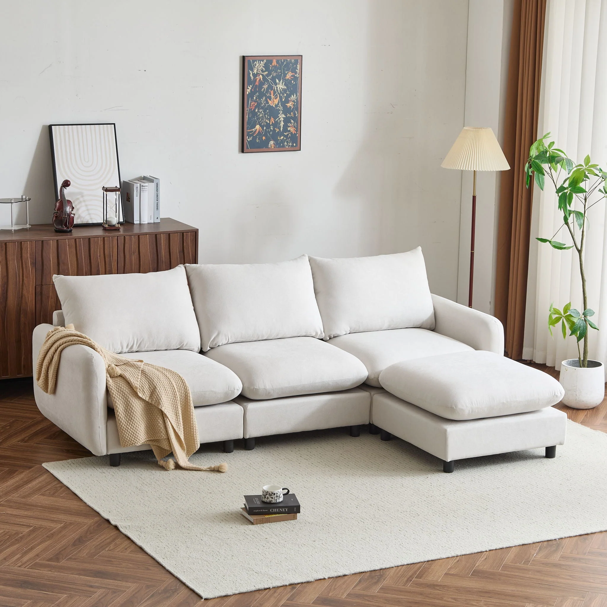 Oversize Modular Sectional Sofa Couch With Ottoman - Image 3