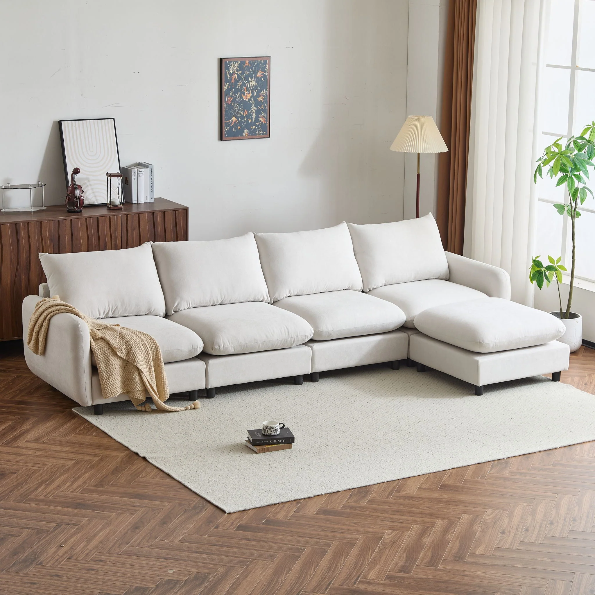 Oversize Modular Sectional Sofa Couch With Ottoman - Image 4