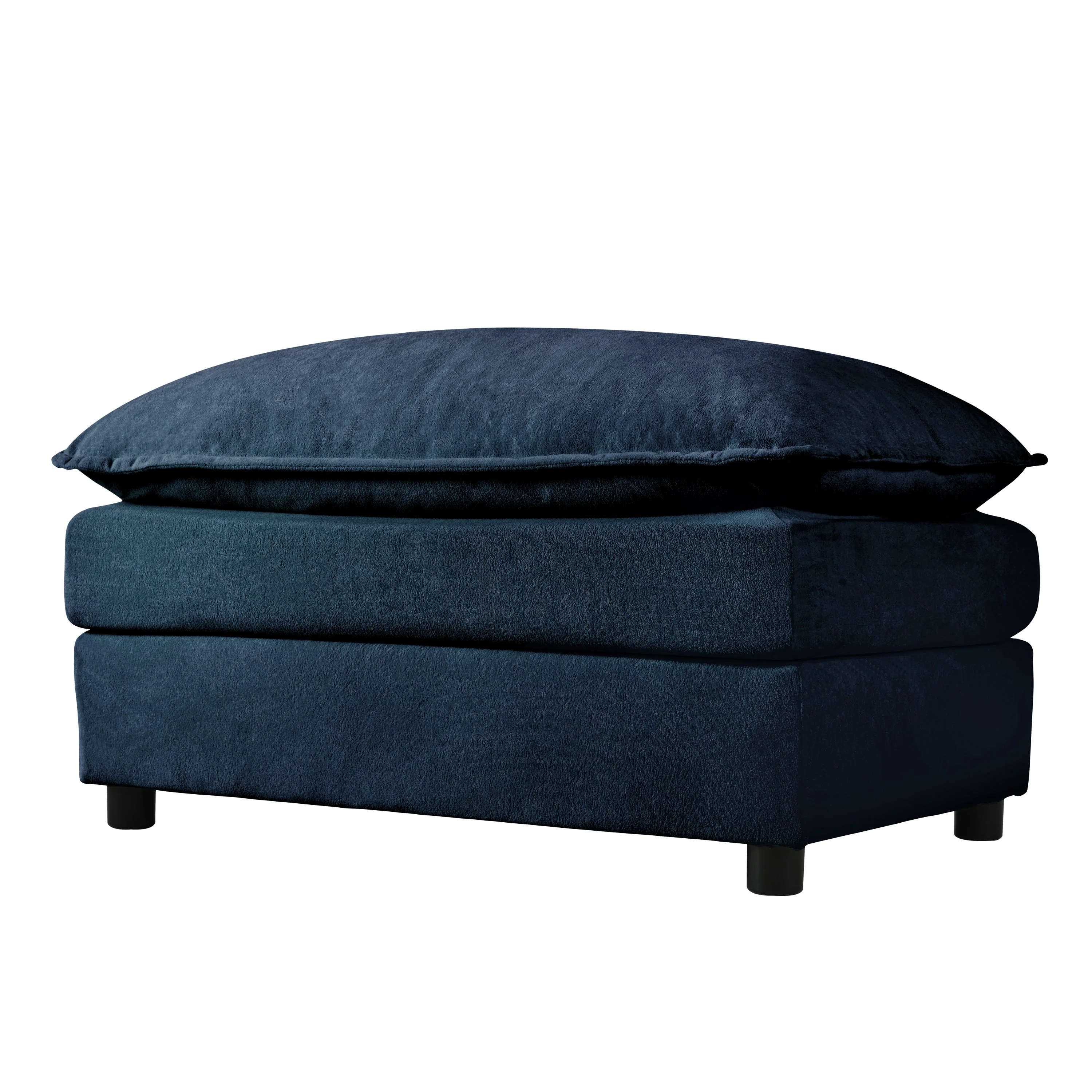 Oversized Deep Seat Sectional Sofa with 3 Ottomans & Pillows, Blue - Image 11