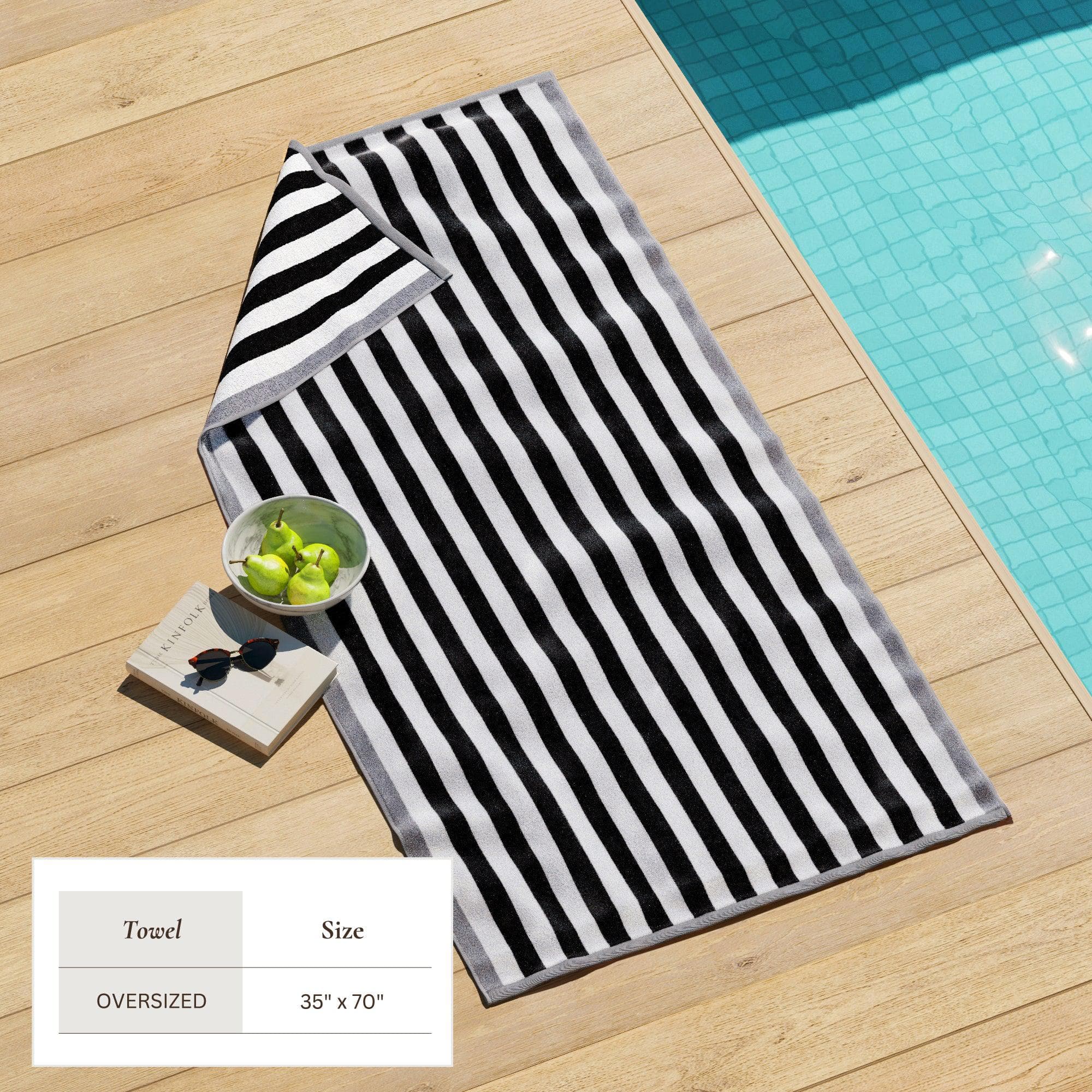 Oversized Striped Border Cabana Beach Towel - Santa Cruz - Image 11