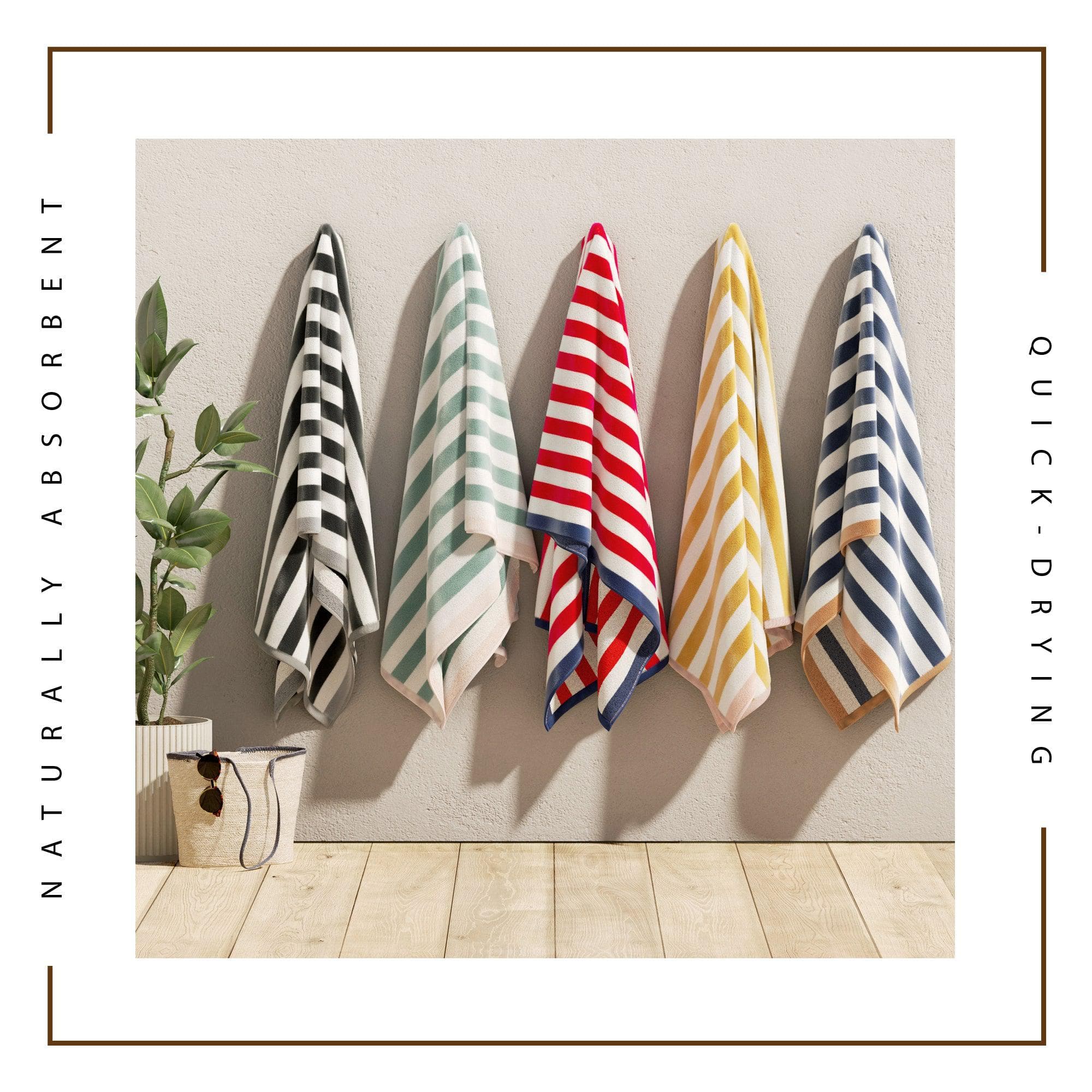 Oversized Striped Border Cabana Beach Towel - Santa Cruz - Image 4