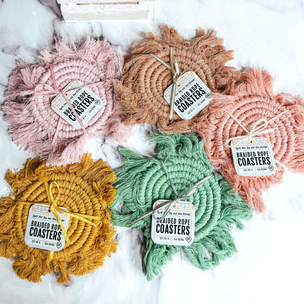 Pastel Braided Tassel Coasters - Image 3