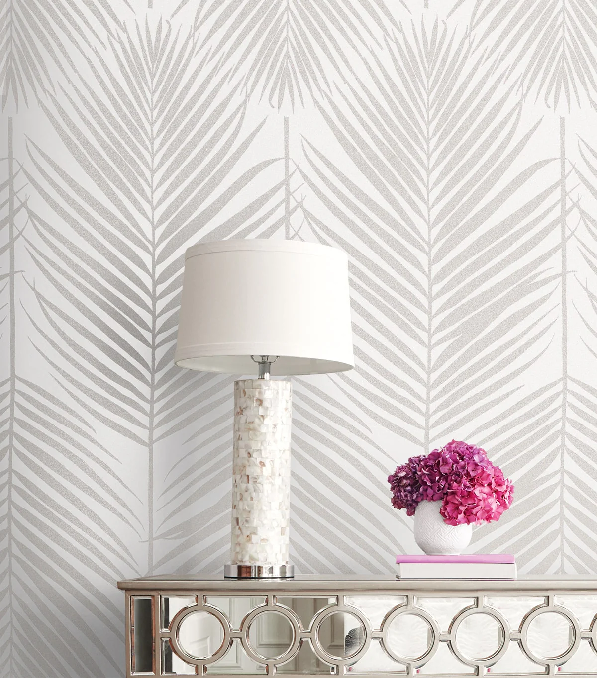 Persei Palm Glass Beaded Botanical Unpasted Wallpaper - Image 6