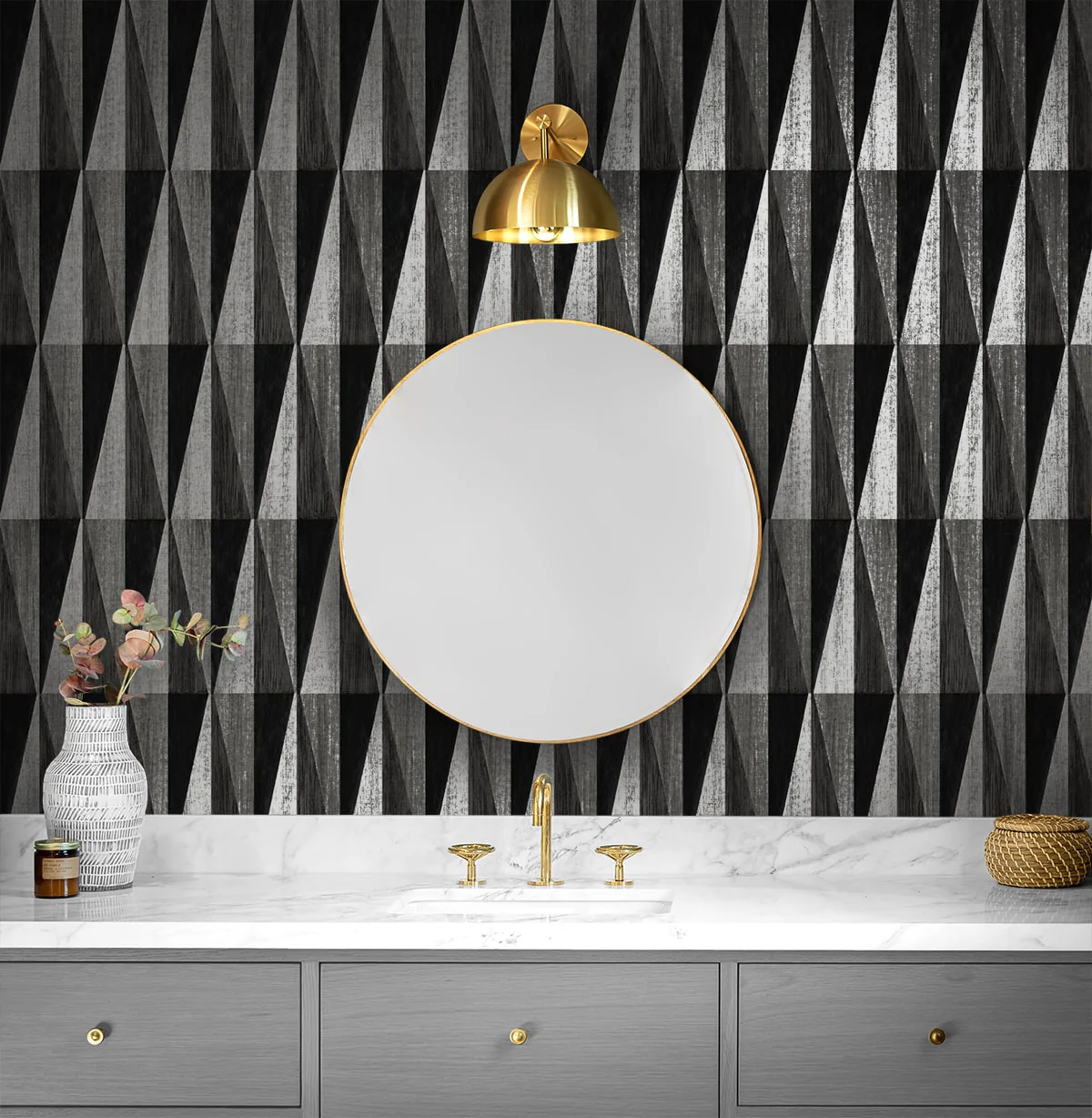 Pieced Diamonds Geometric Peel and Stick Removable Wallpaper - Image 2
