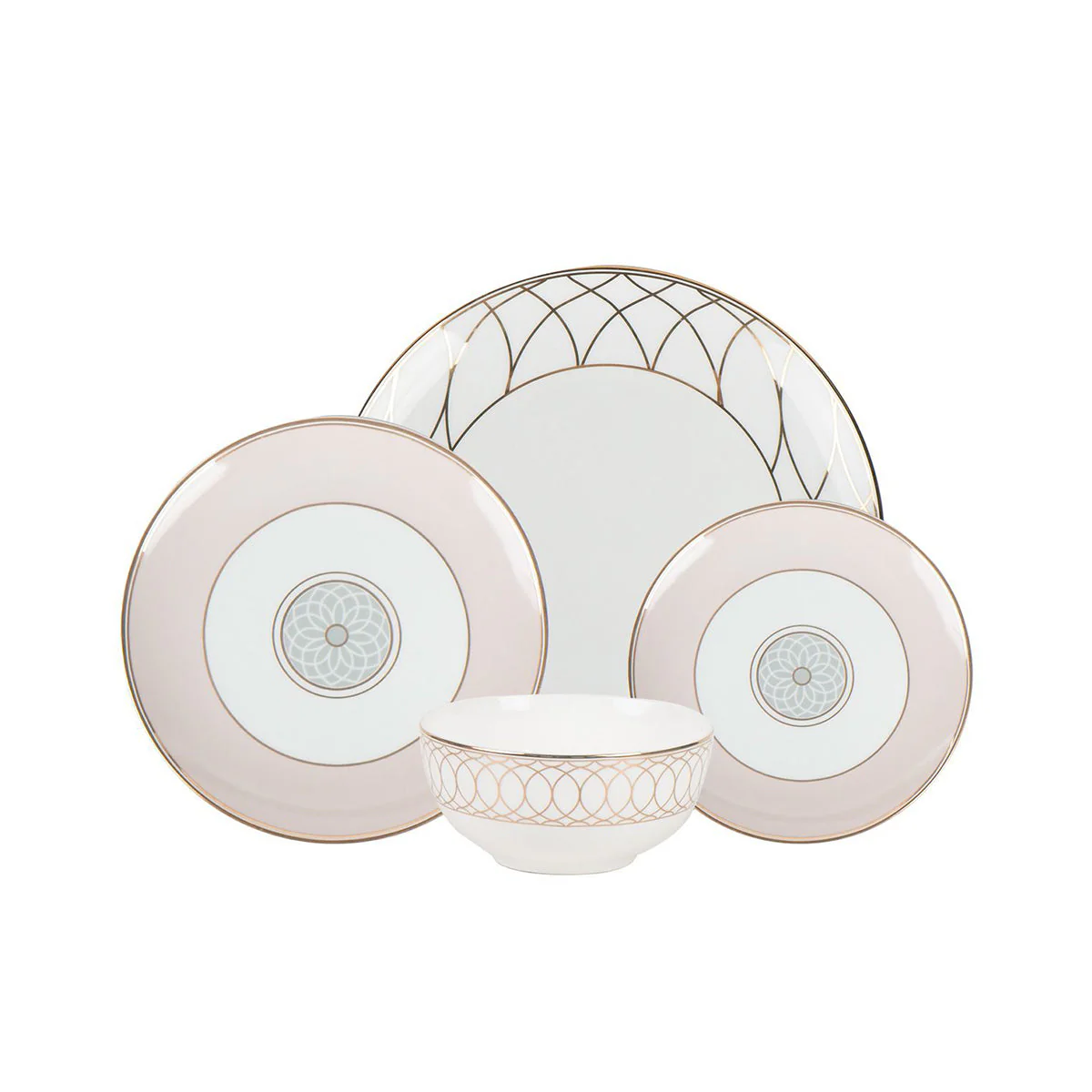Pink & Gold Dinnerware Set - 16 Pieces
