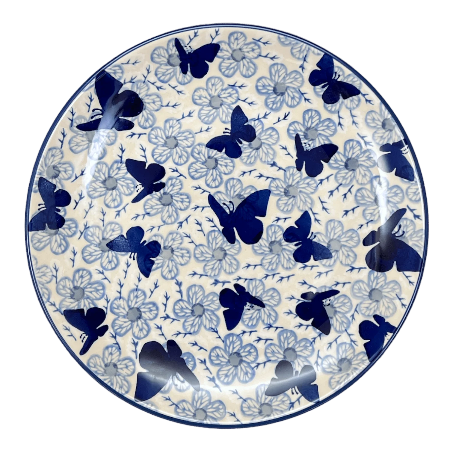 Plate, Round, Dinner, 10" in "Blue Butterfly" by Manufaktura